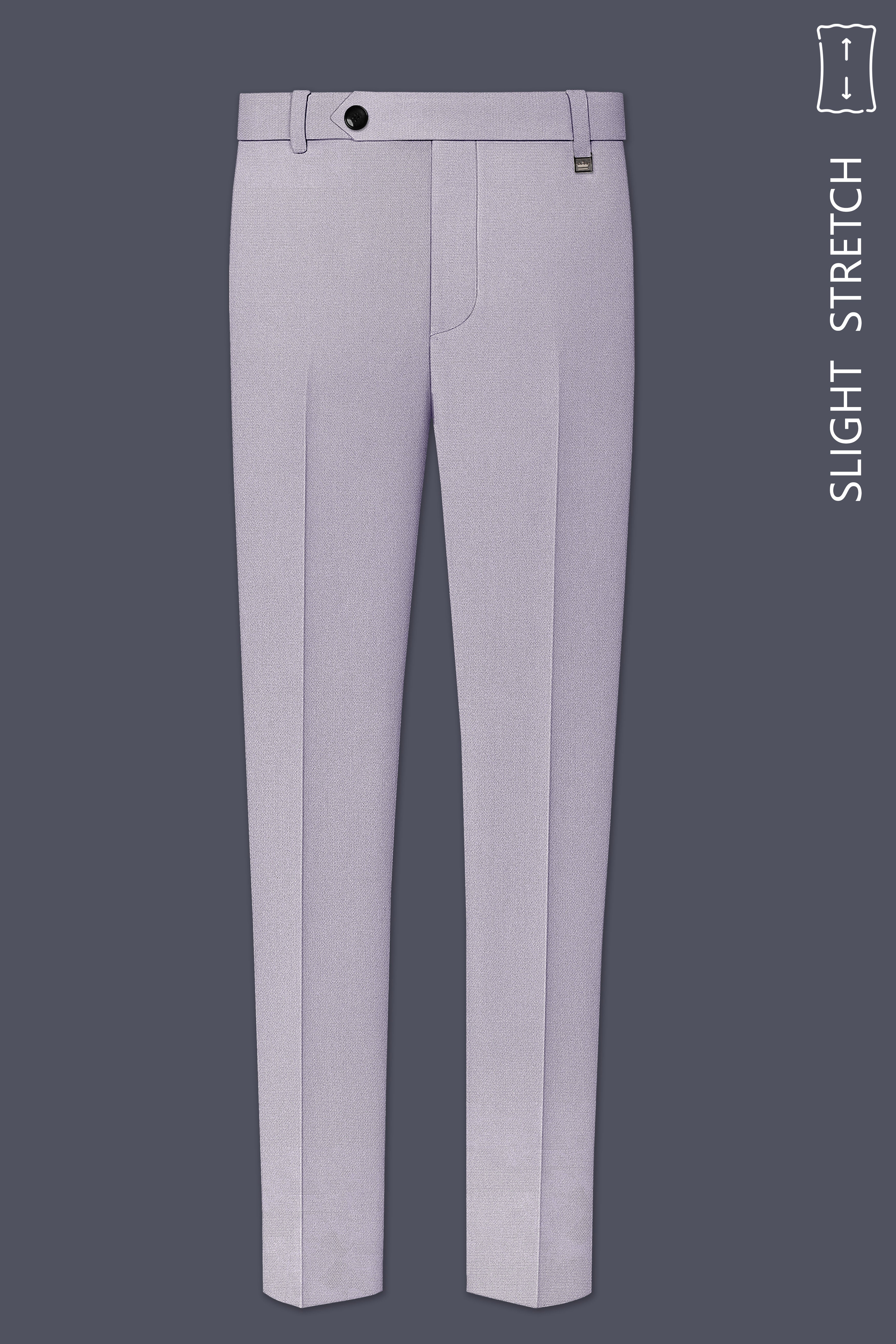 Mist-Spun Pearl Gray Diamond Textured Wool Rich Slight Stretch Waistband Pant