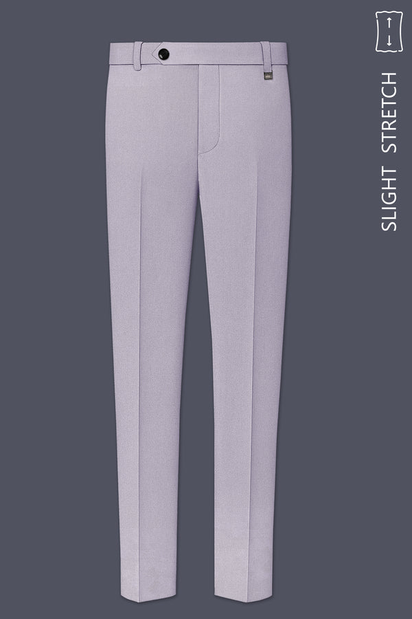 Mist-Spun Pearl Gray Diamond Textured Wool Rich Slight Stretch Waistband Pant