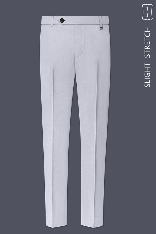 Mist-Spun Pearl Gray Diamond Textured Wool Rich Slight Stretch Waistband Pant
