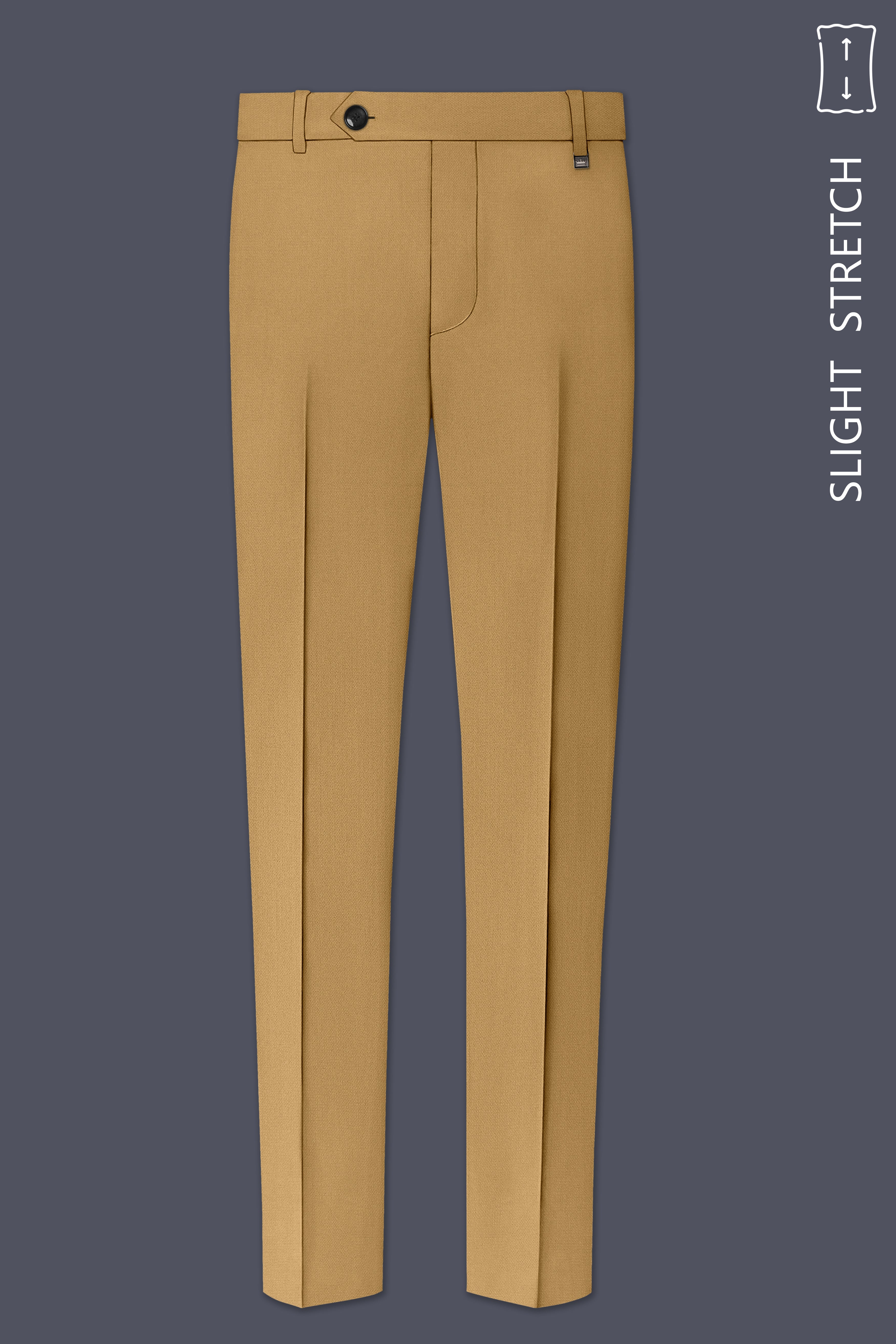 Sienna-Teak Brown Diamond Textured Wool Rich Slight Stretch Waistband Pant