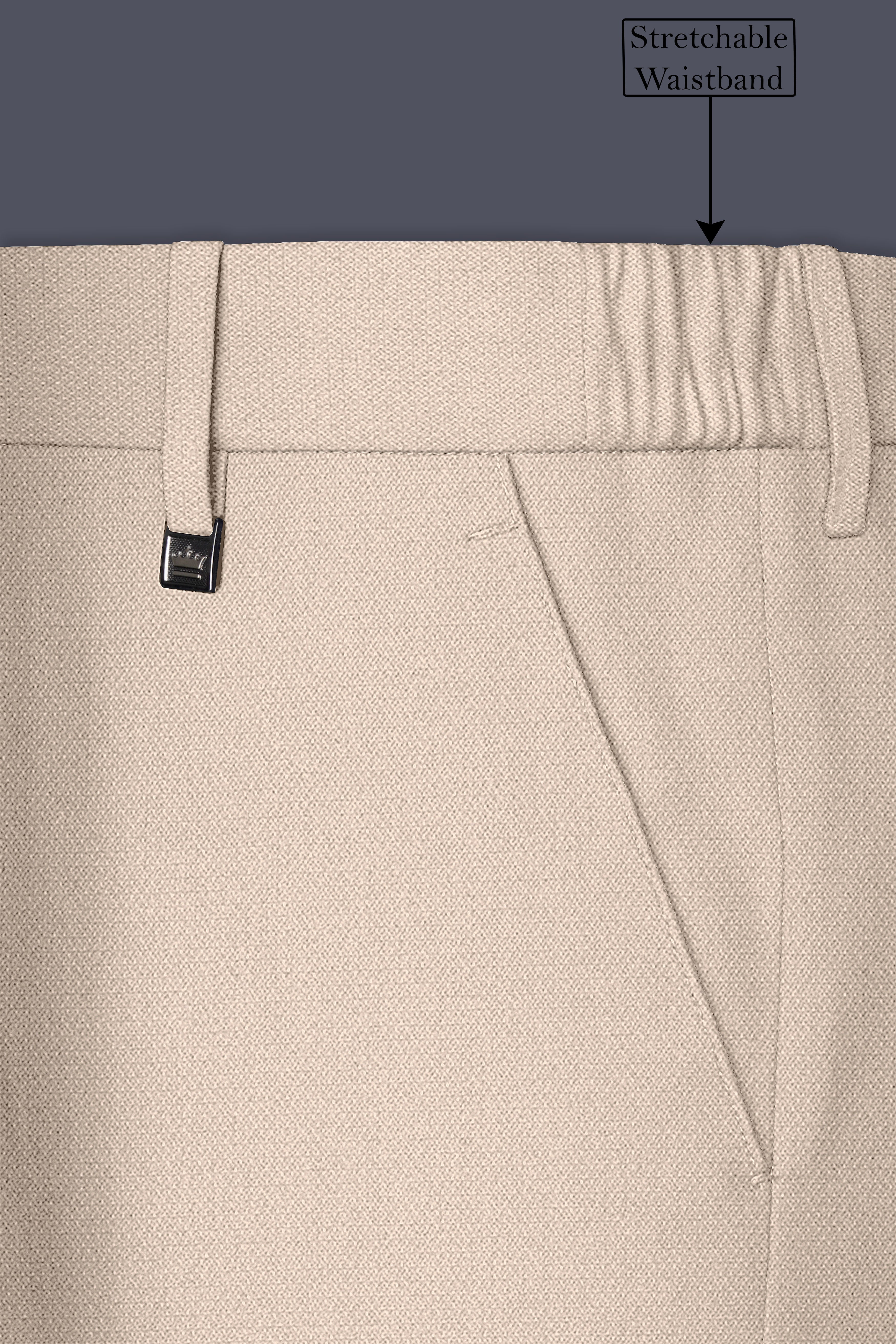 Dune-Foggy Cream Diamond Textured Wool Rich Slight Stretch Waistband Pant