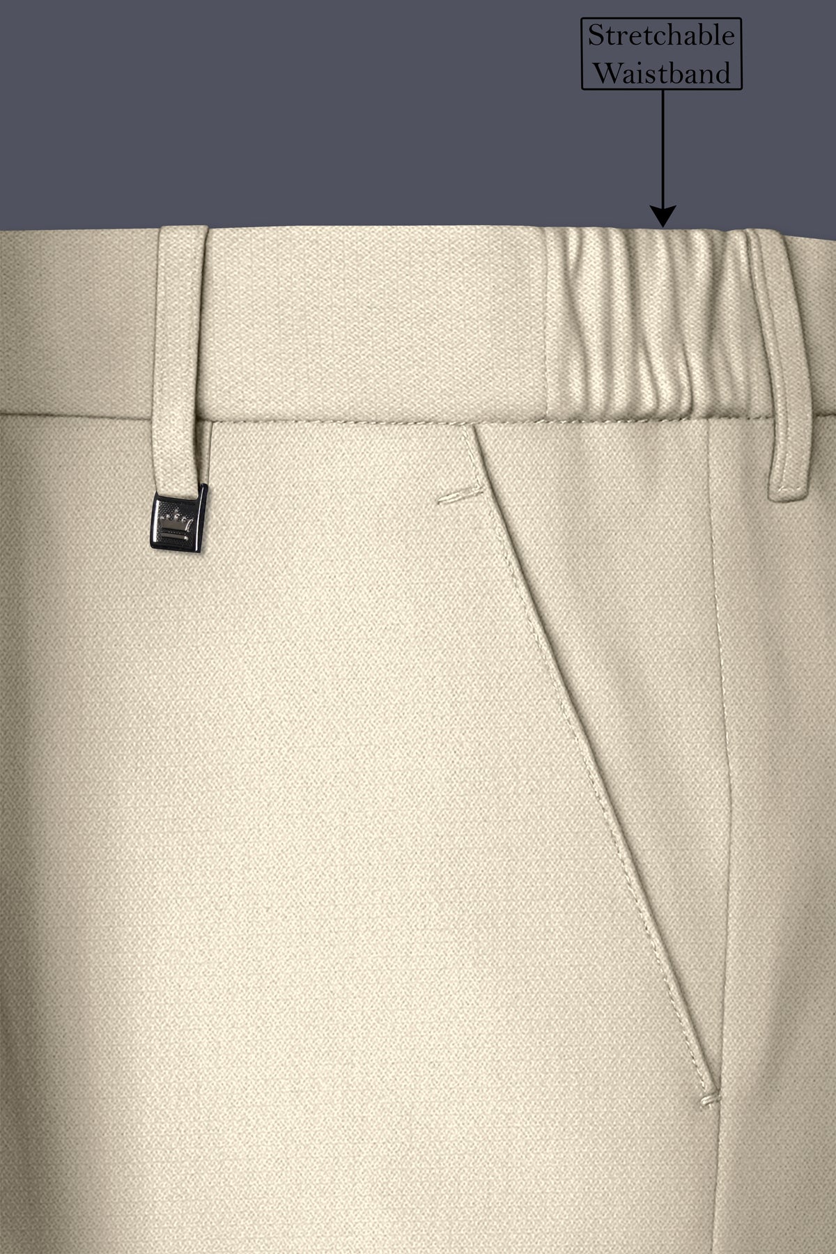 Dune-Foggy Cream Diamond Textured Wool Rich Slight Stretch Waistband Pant