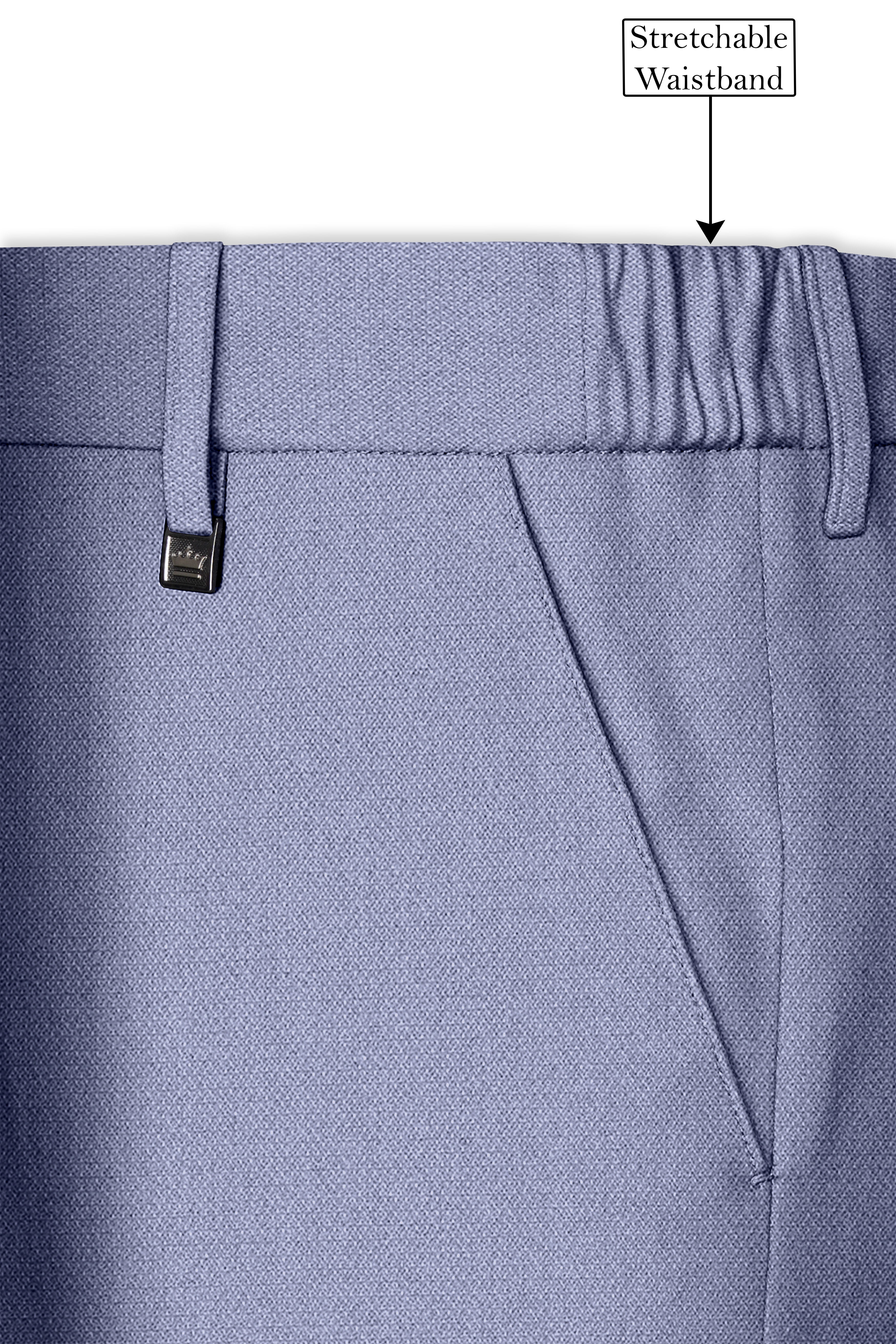 Harbor-Waterloo Blue Diamond Textured Wool Rich Slight Stretch Waistband Pant