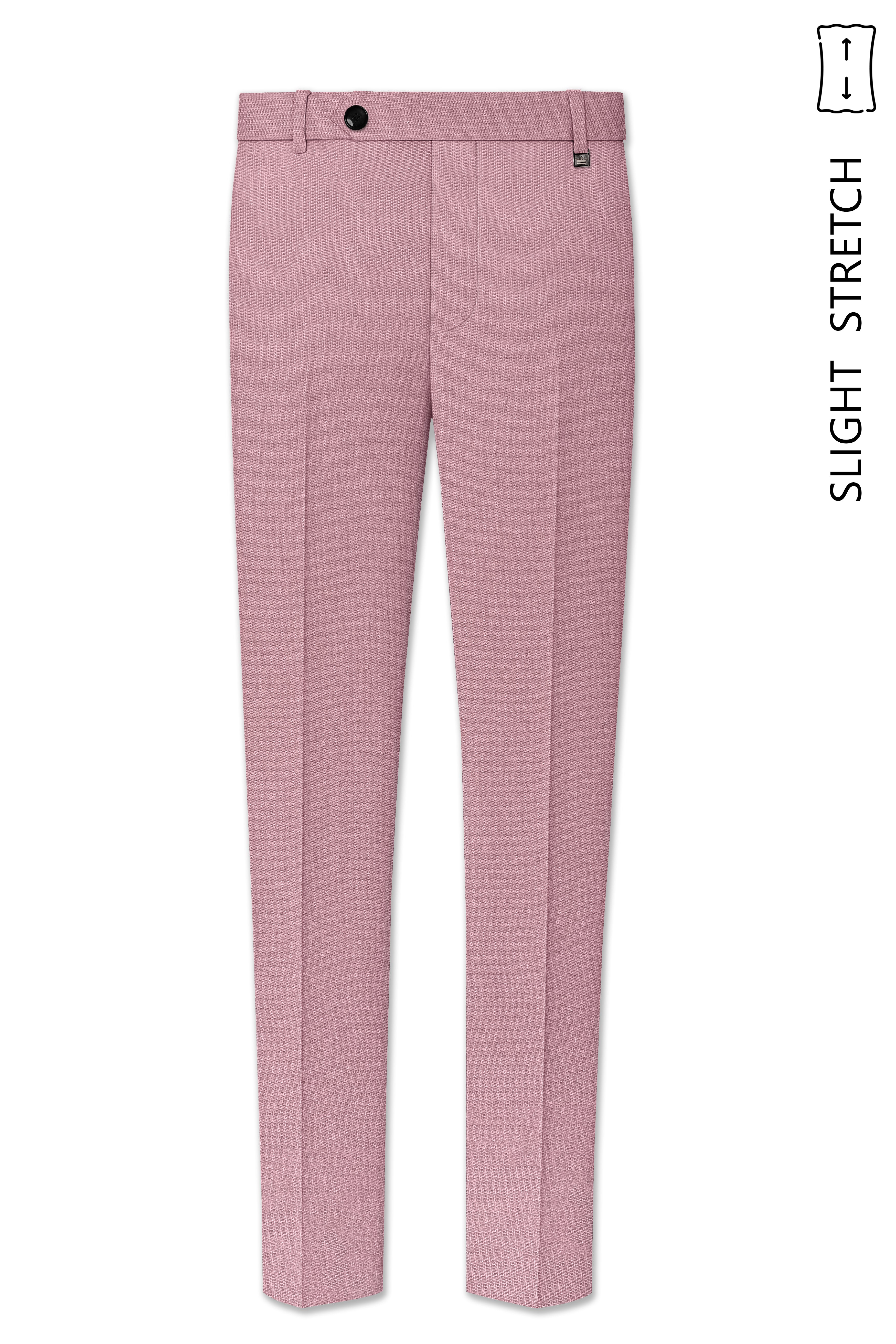 Aurore-Brandy Rose Pink Diamond Textured Wool Rich Slight Stretch Waistband Pant