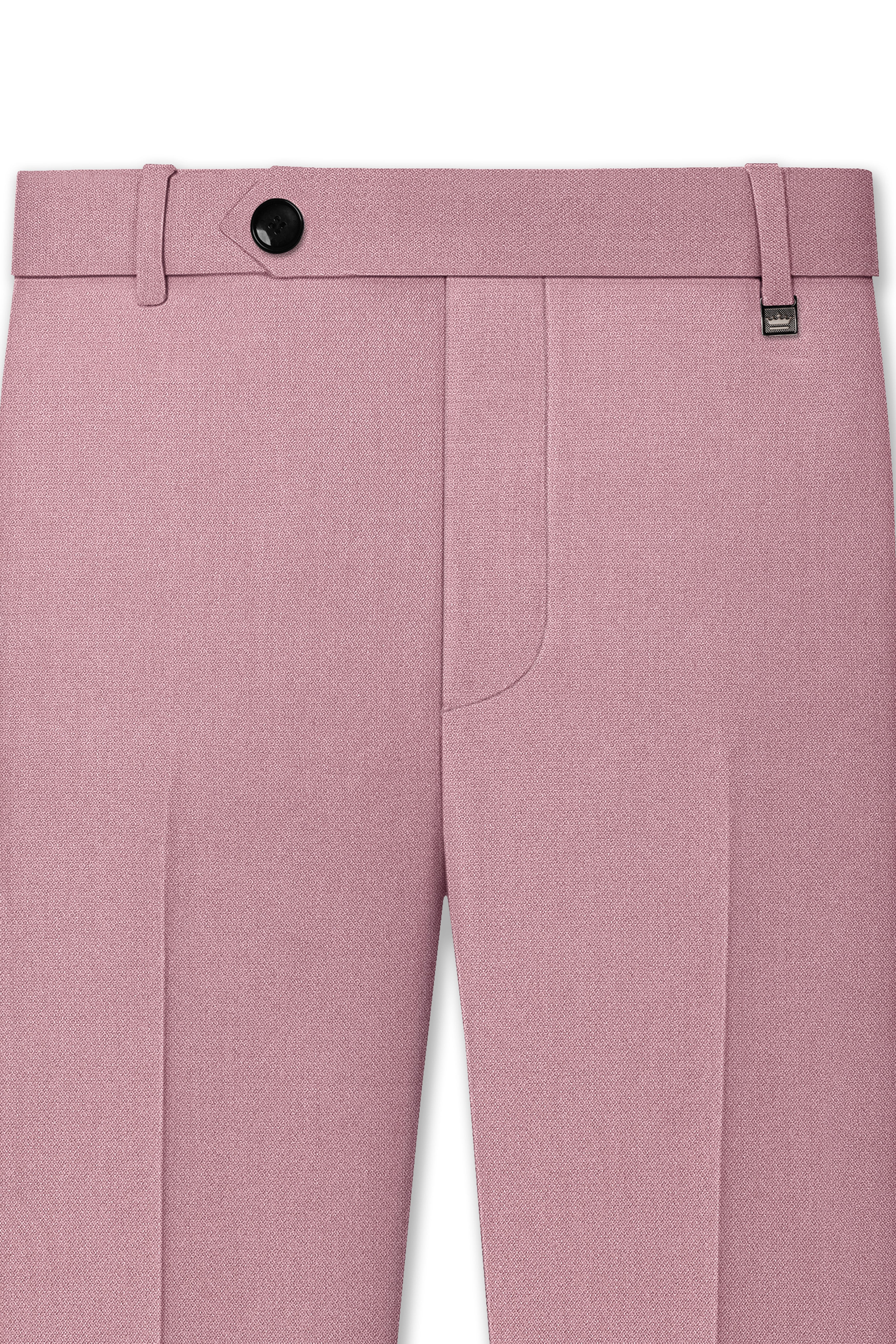 Aurore-Brandy Rose Pink Diamond Textured Wool Rich Slight Stretch Waistband Pant