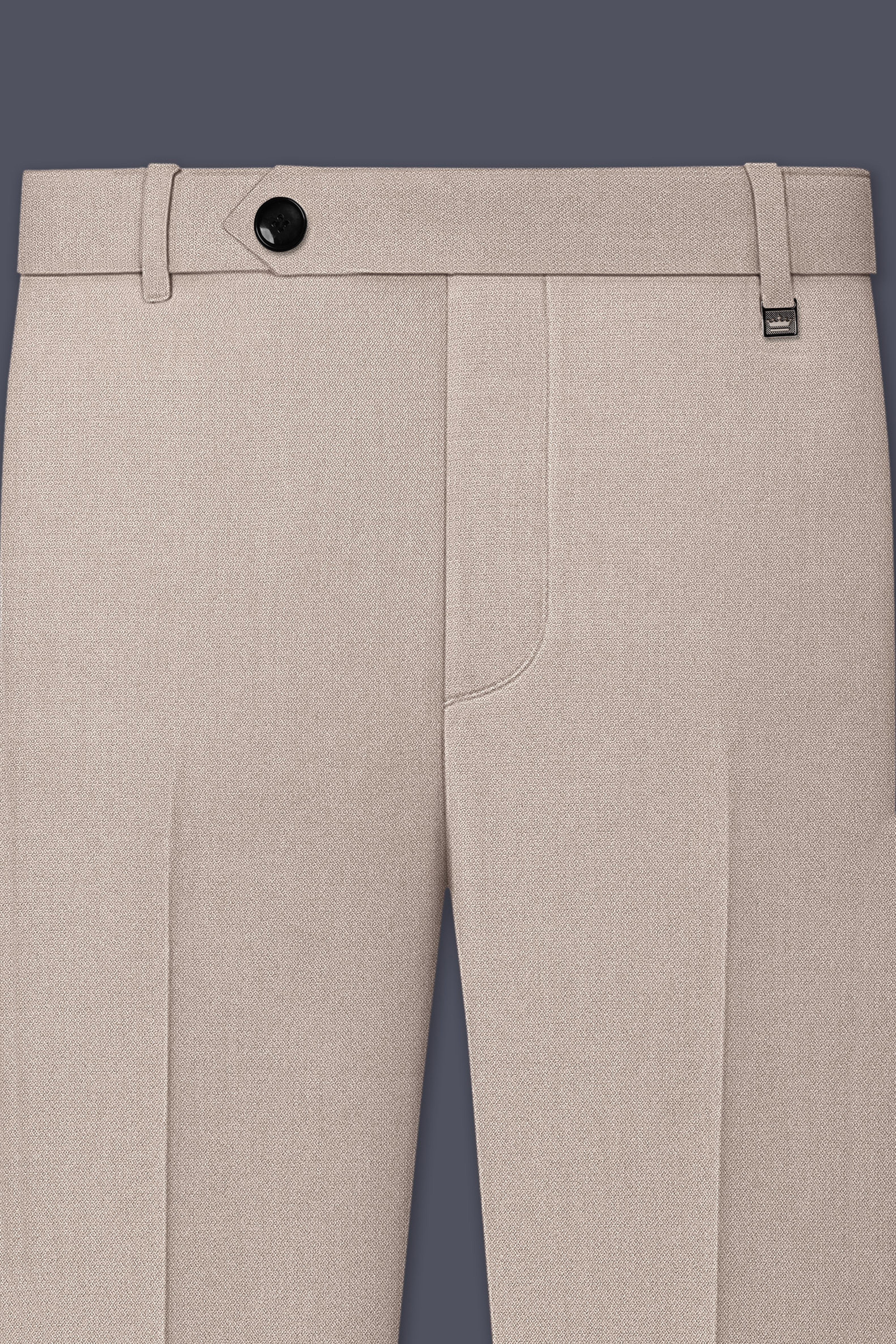 Vellum-Rodeo Cream Diamond Textured Wool Rich Slight Stretch Waistband Pant