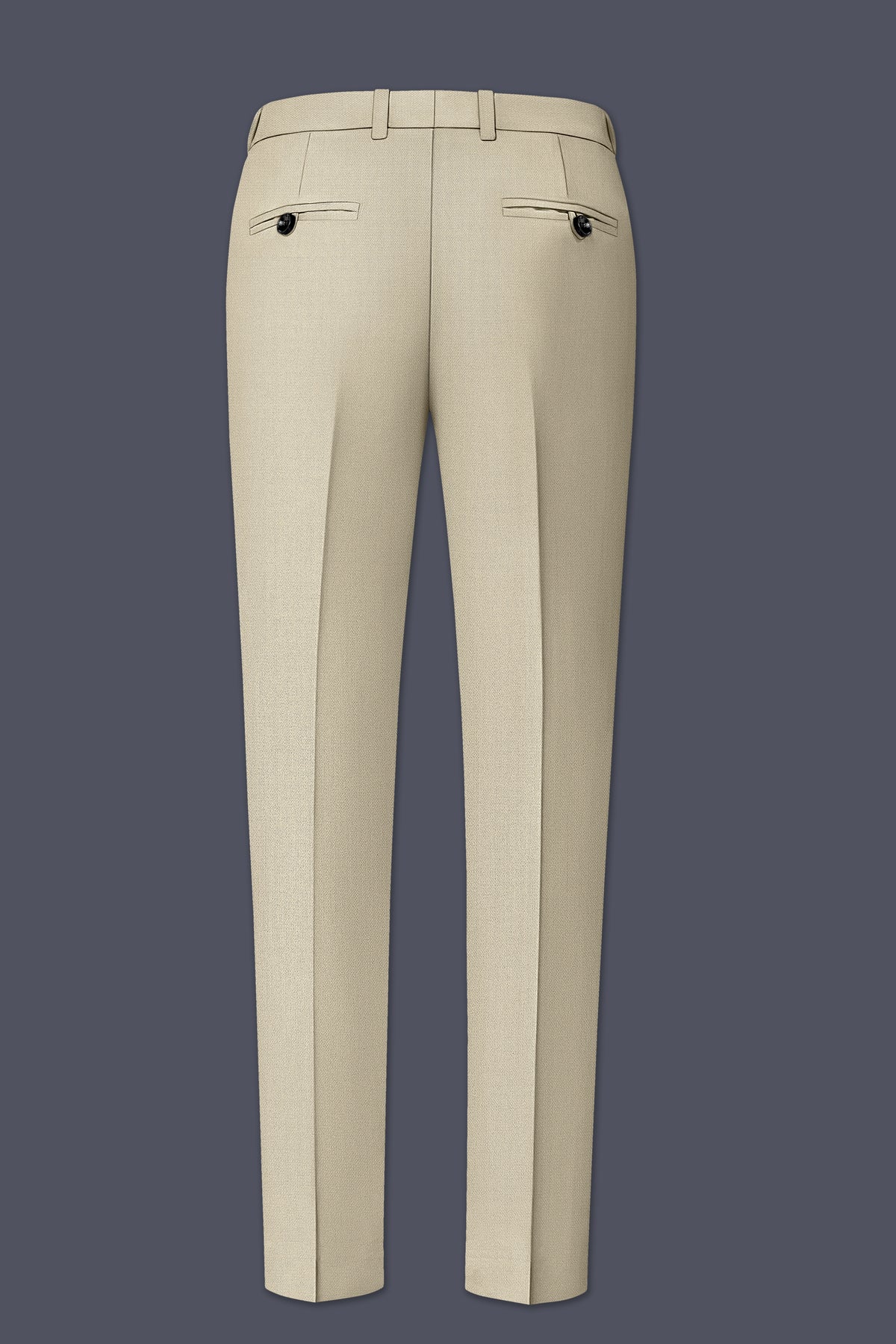 Vellum-Rodeo Cream Diamond Textured Wool Rich Slight Stretch Waistband Pant