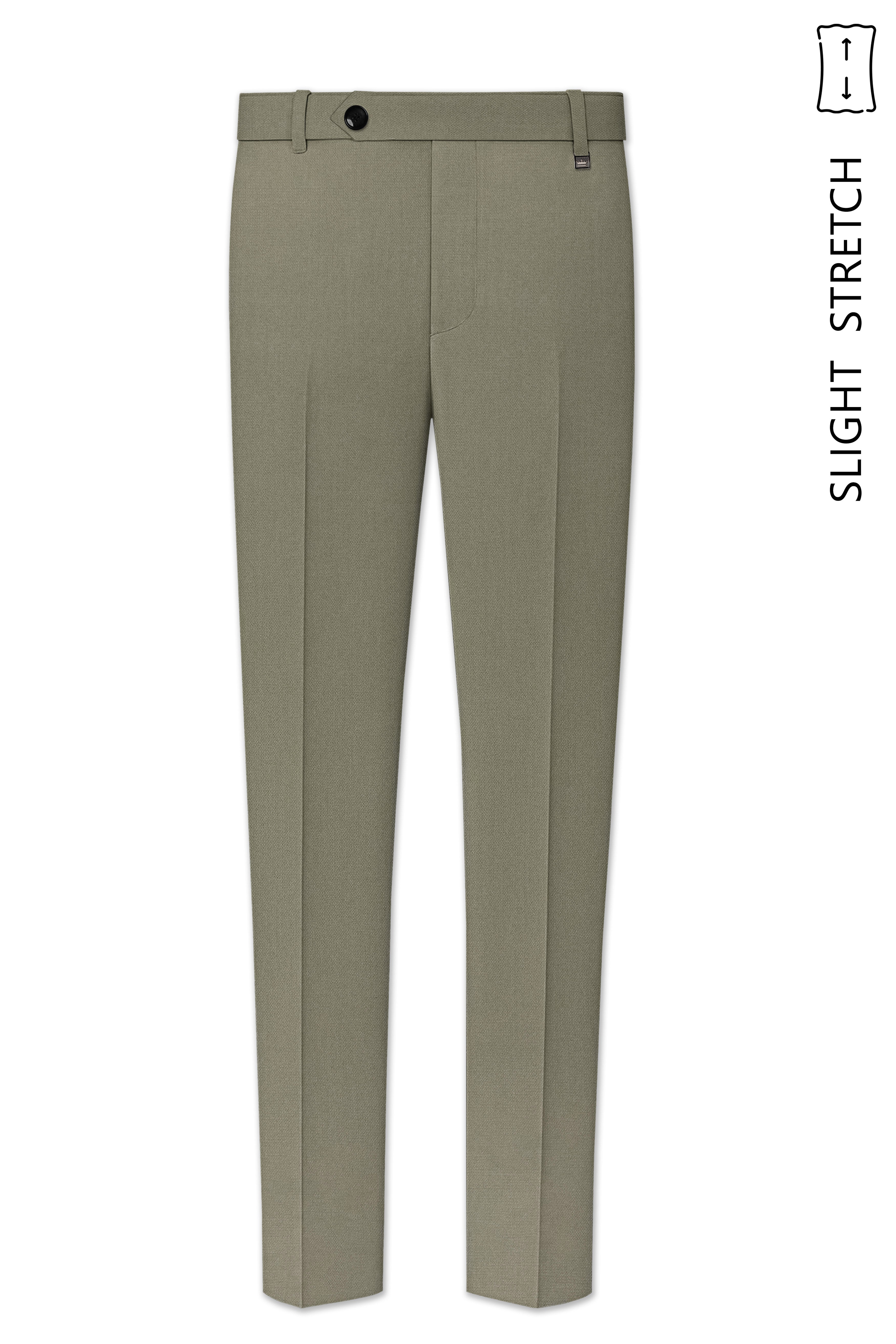 Verdo-Pablo Green Diamond Textured Wool Rich Slight Stretch Waistband Pant