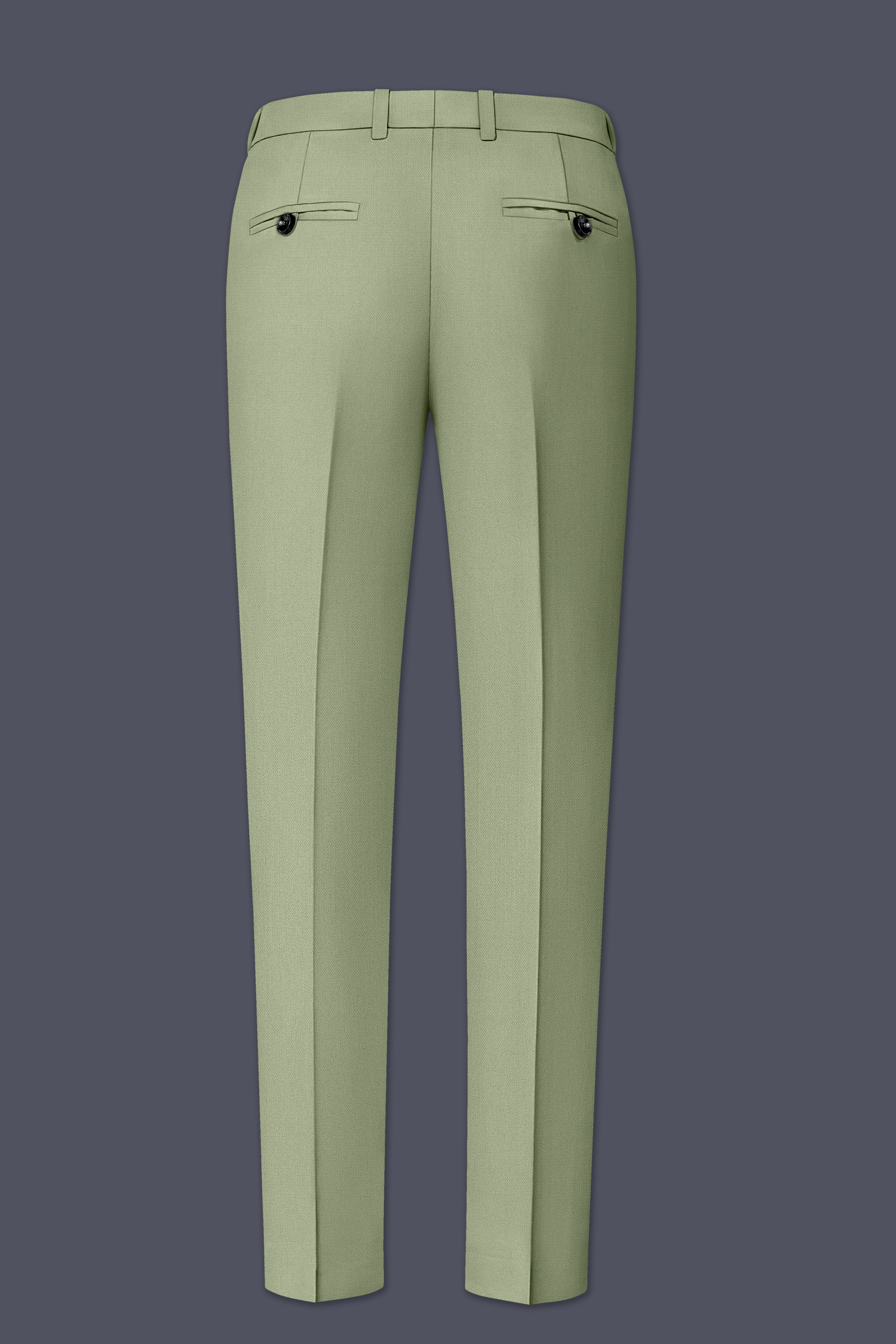 Verdo-Pablo Green Diamond Textured Wool Rich Slight Stretch Waistband Pant