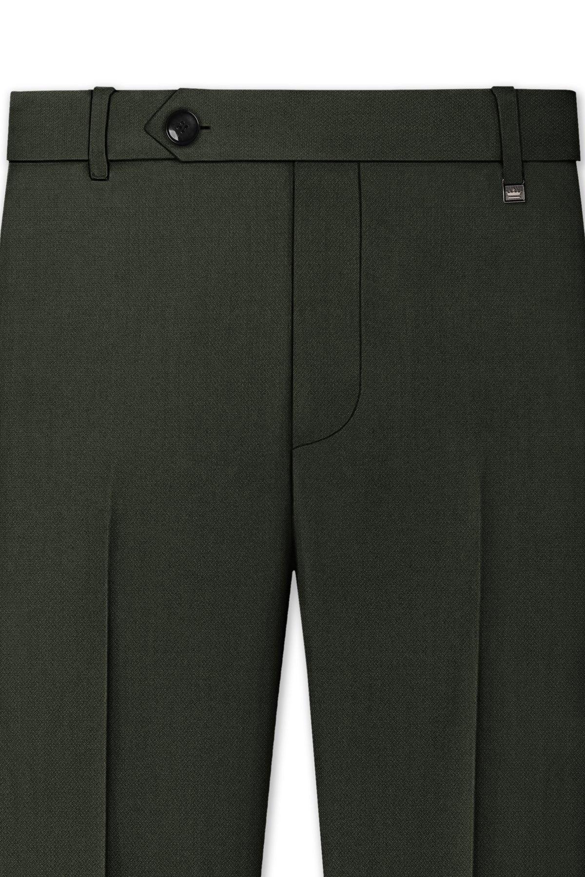 Velaro-Rangoon Green Diamond Textured Wool Rich Slight Stretch Waistband Pant