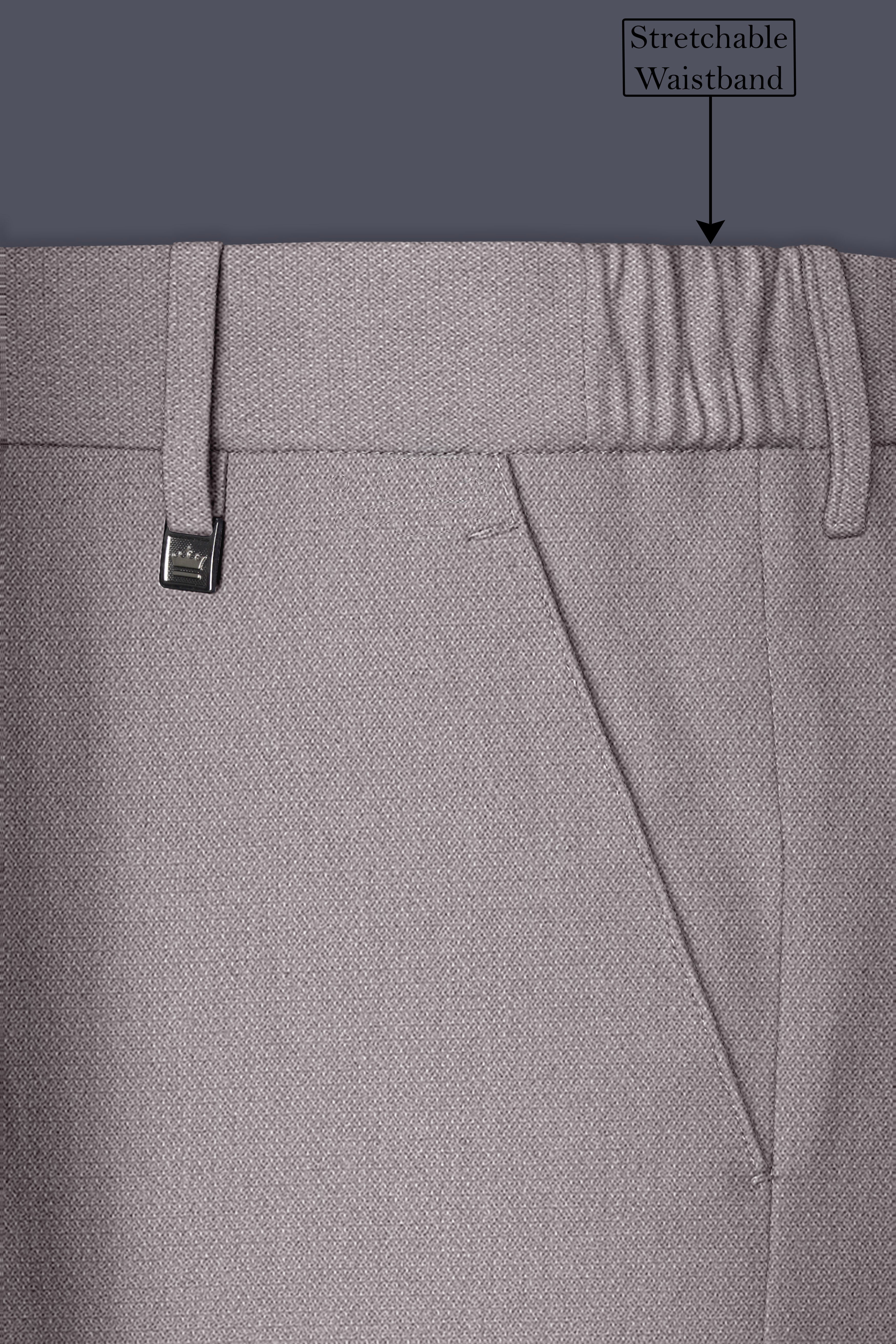 Helix-Fossil Gray Diamond Textured Wool Rich Slight Stretch Waistband Pant