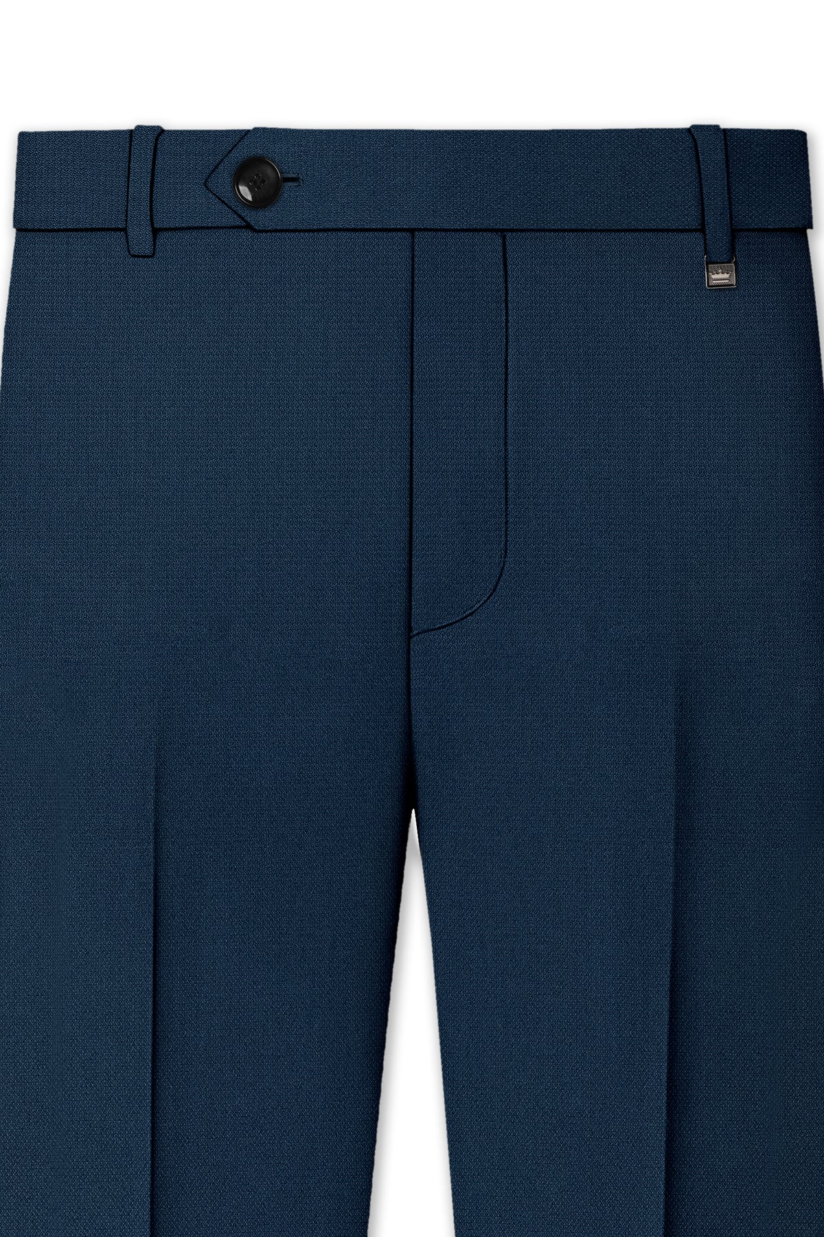 Noctis-Cinder Blue Diamond Textured Wool Rich Slight Stretch Waistband Pant