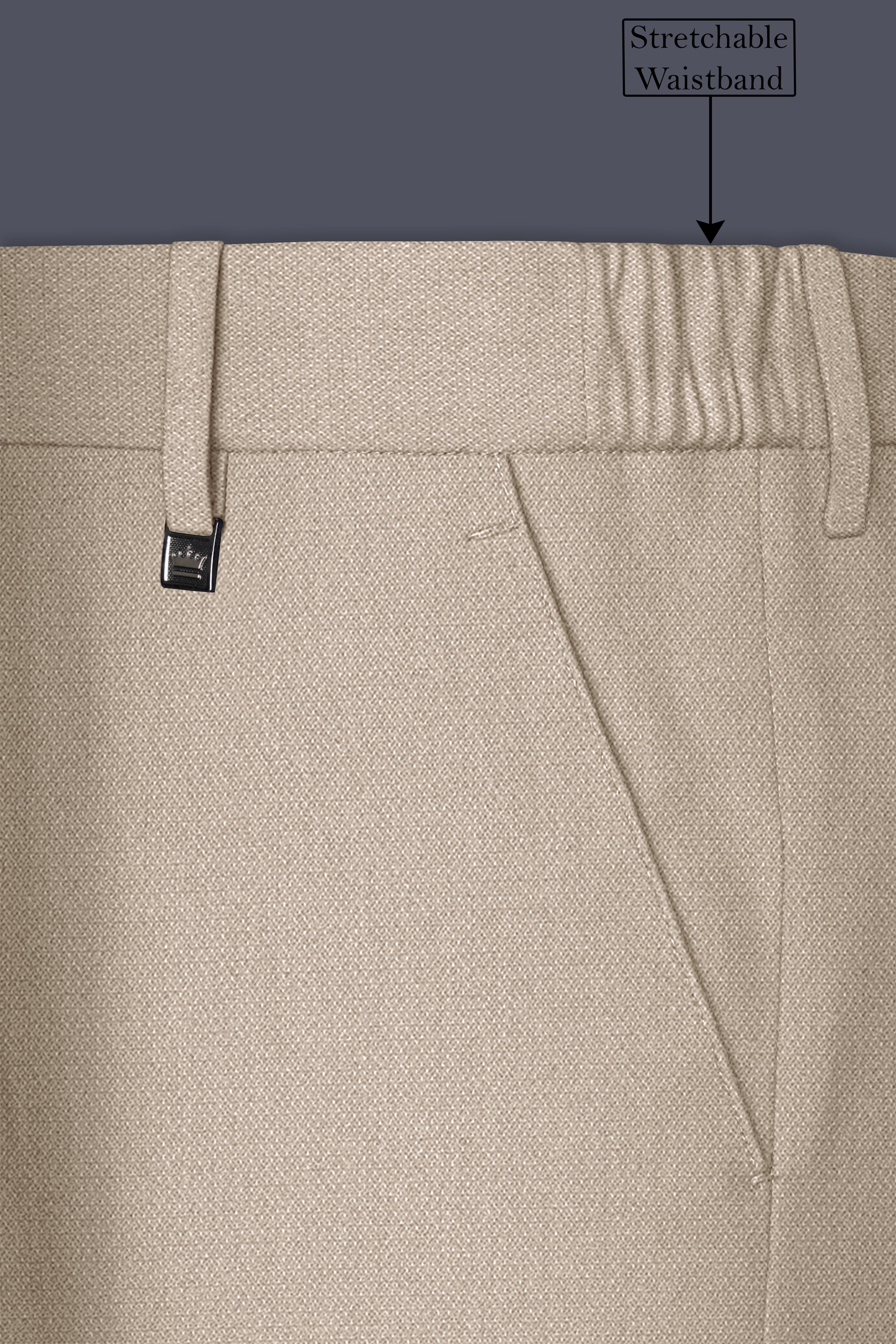 Sienna-Malta Cream Diamond Textured Wool Rich Slight Stretch Waistband Pant