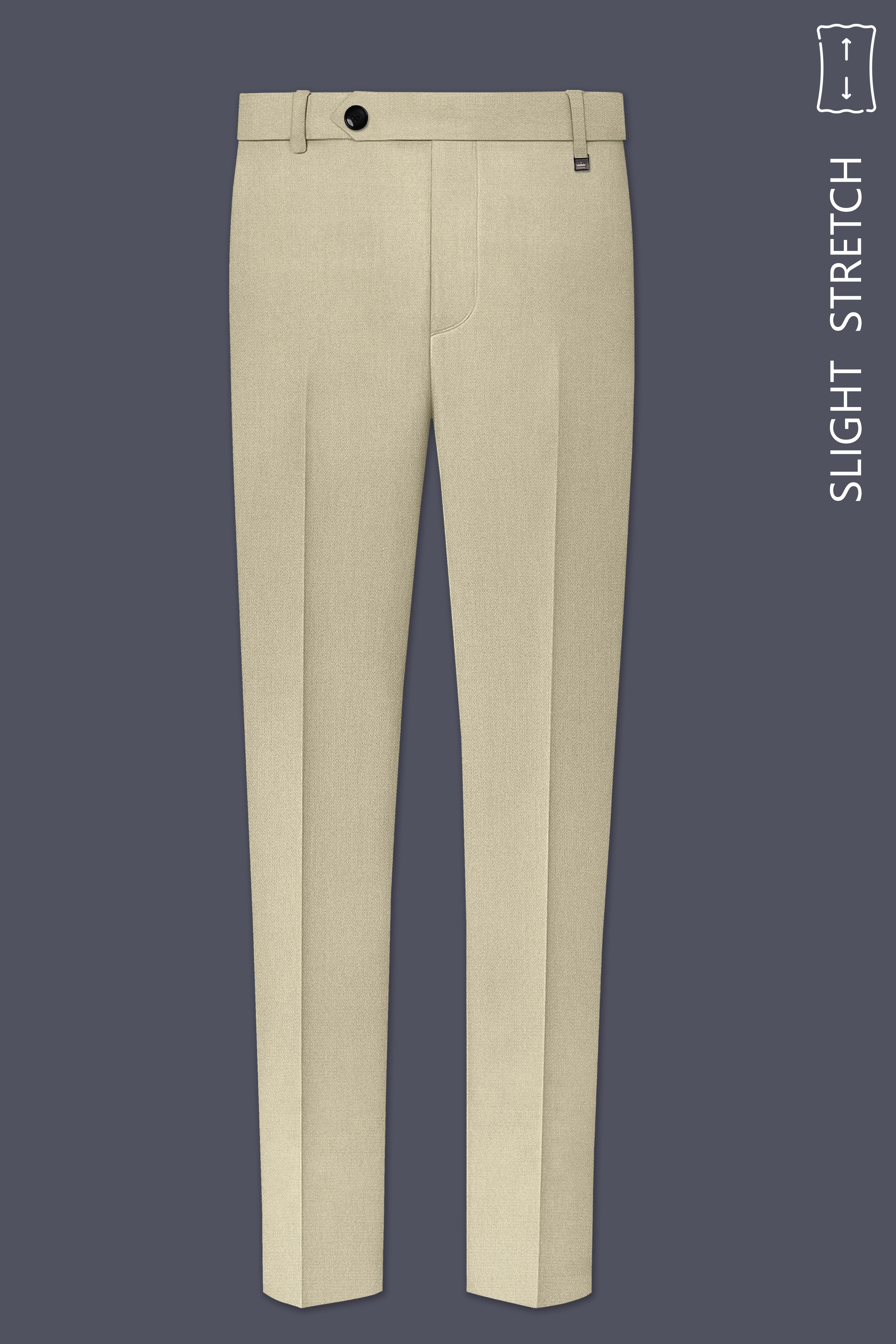 Cedar-Tallow Green Diamond Textured Wool Rich Slight Stretch Waistband Pant