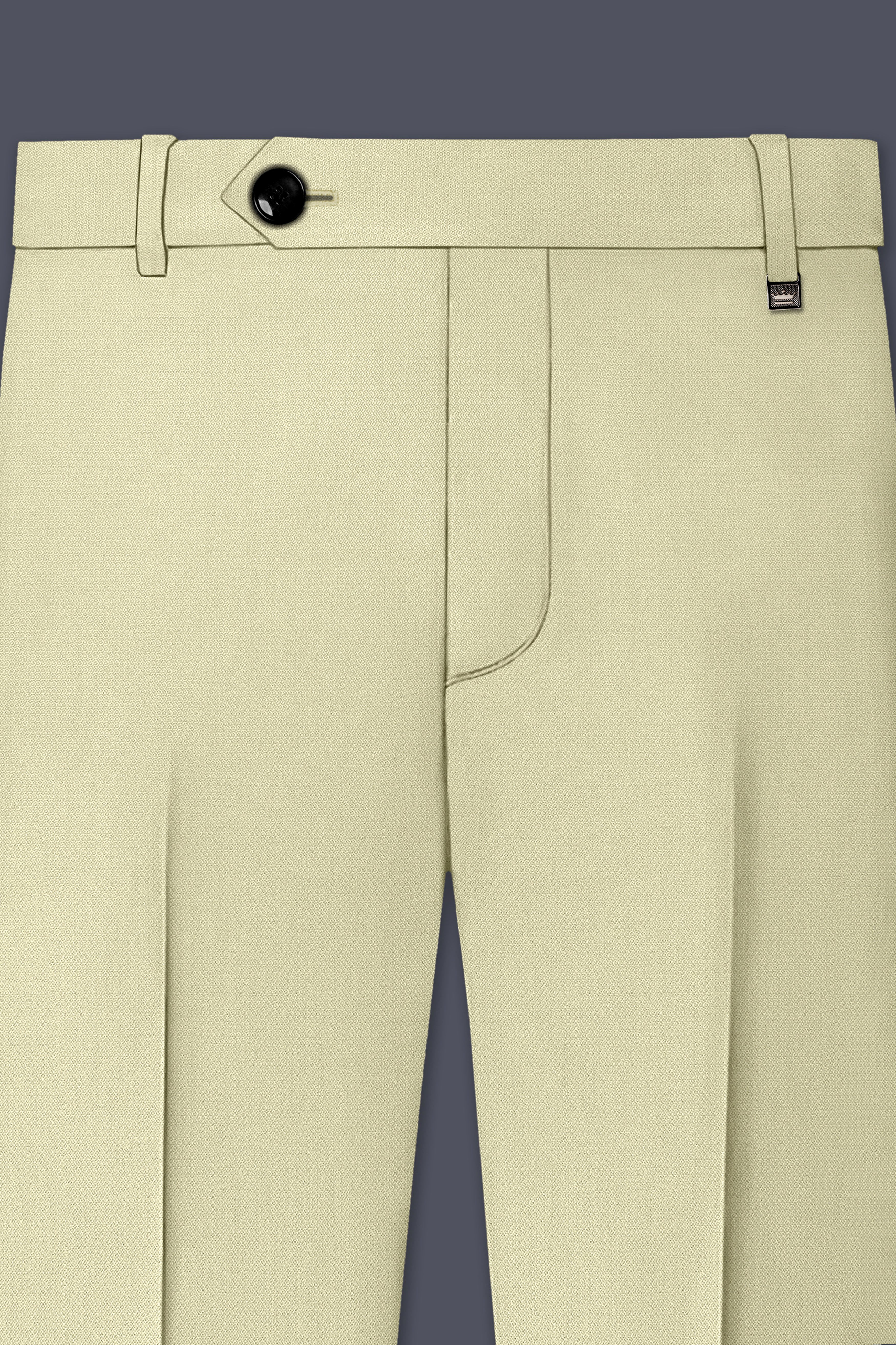 Cedar-Tallow Green Diamond Textured Wool Rich Slight Stretch Waistband Pant