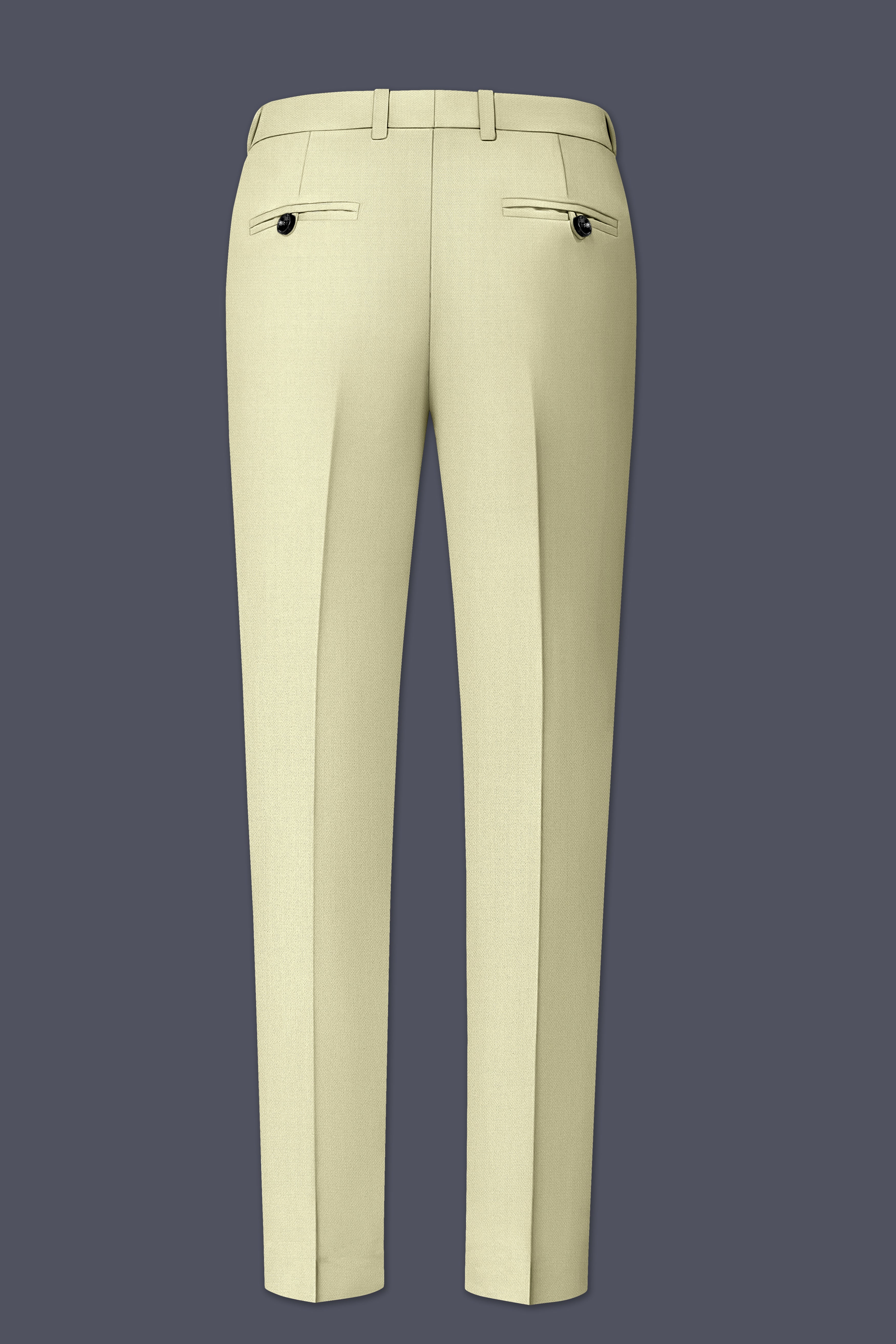 Cedar-Tallow Green Diamond Textured Wool Rich Slight Stretch Waistband Pant