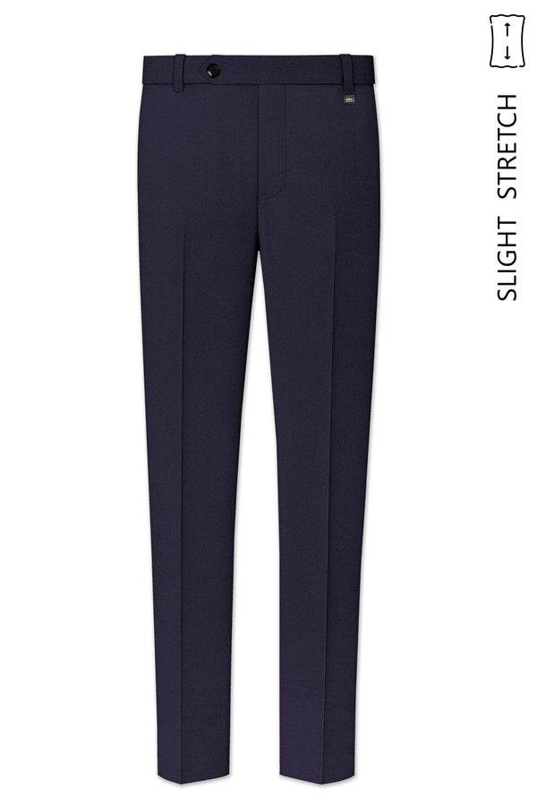 Vesper-Bastille Purple Diamond Textured Wool Rich Slight Stretch Waistband Pant