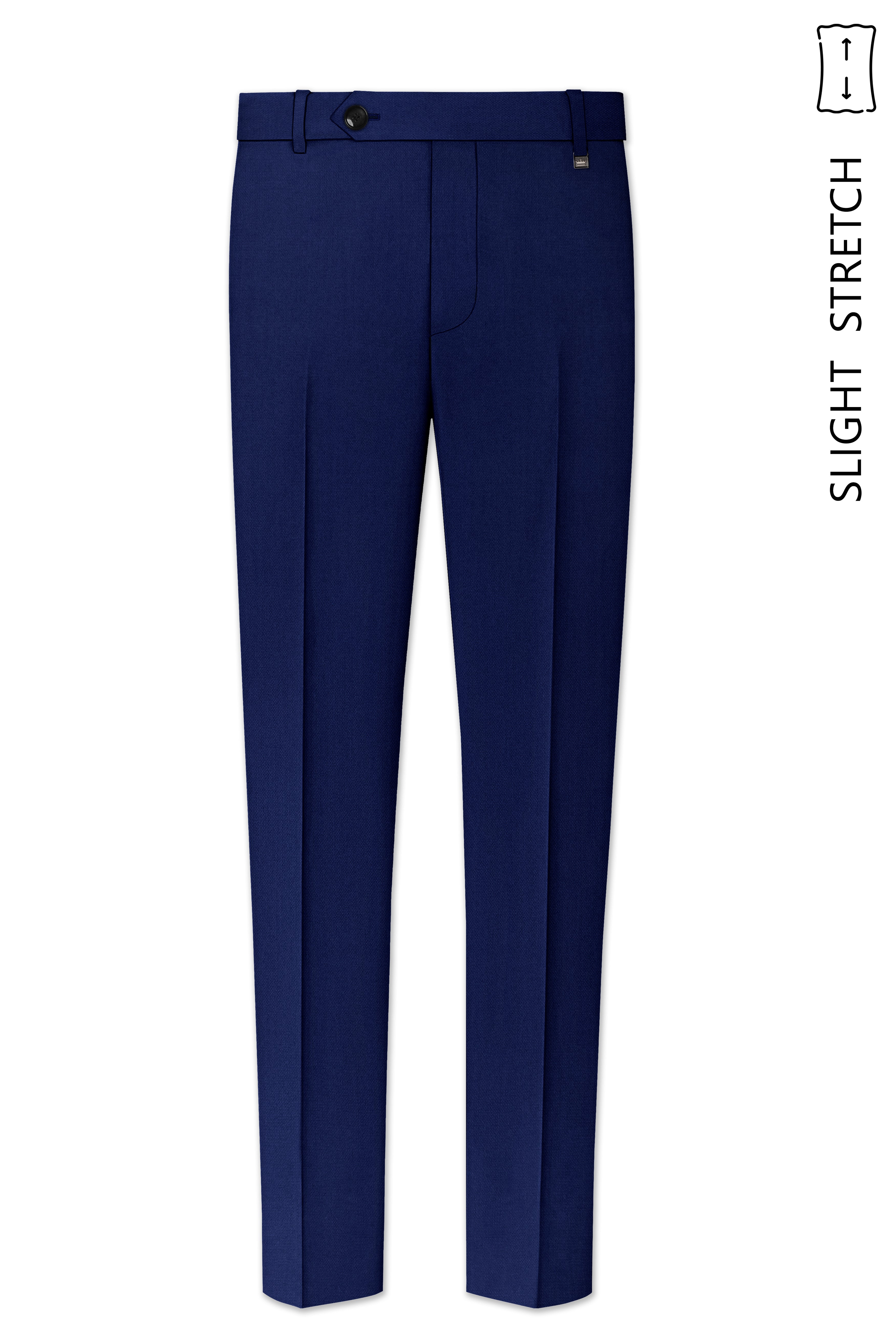 Orion-Vulcan Blue Diamond Textured Wool Rich Slight Stretch Waistband Pant