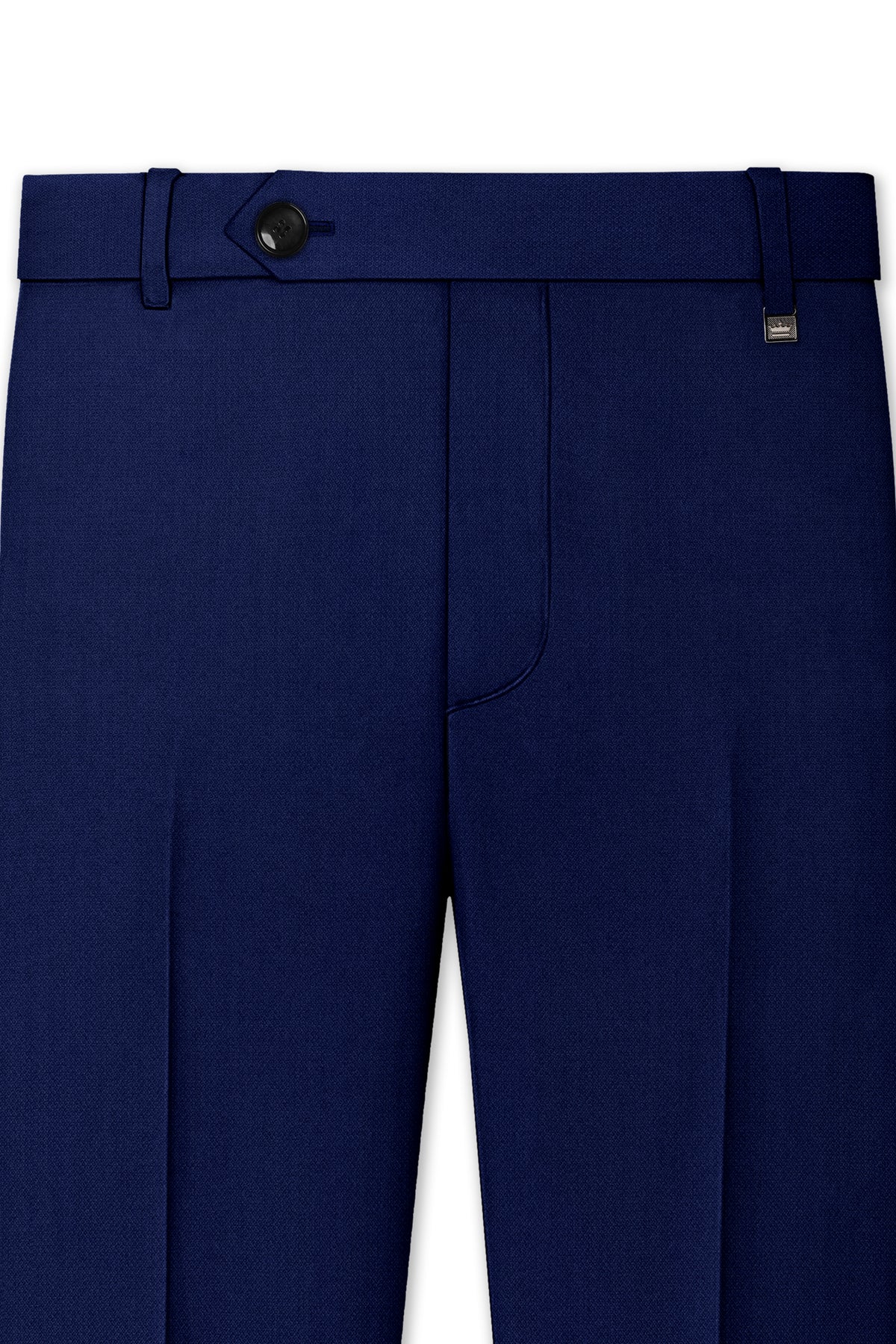 Orion-Vulcan Blue Diamond Textured Wool Rich Slight Stretch Waistband Pant