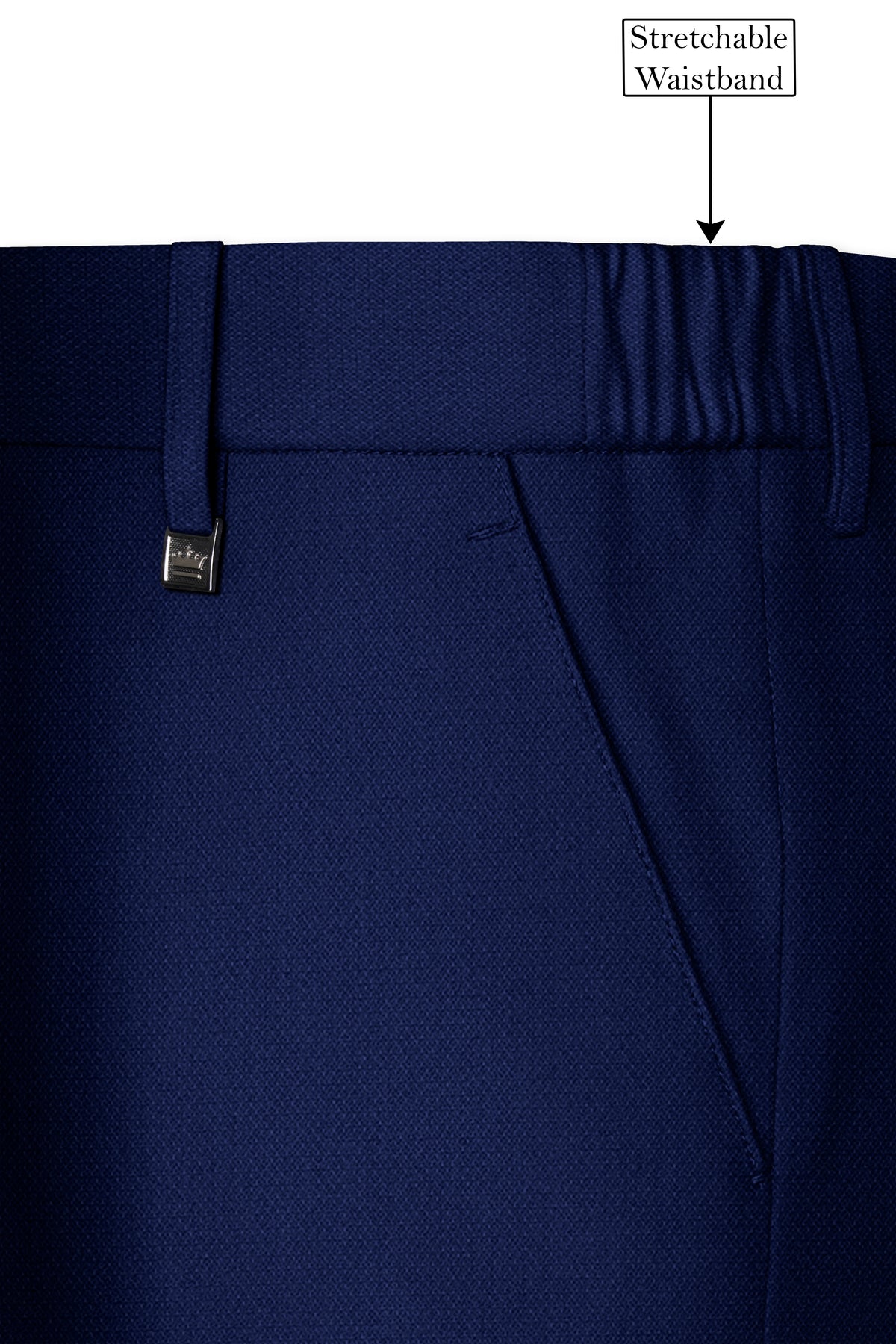 Orion-Vulcan Blue Diamond Textured Wool Rich Slight Stretch Waistband Pant