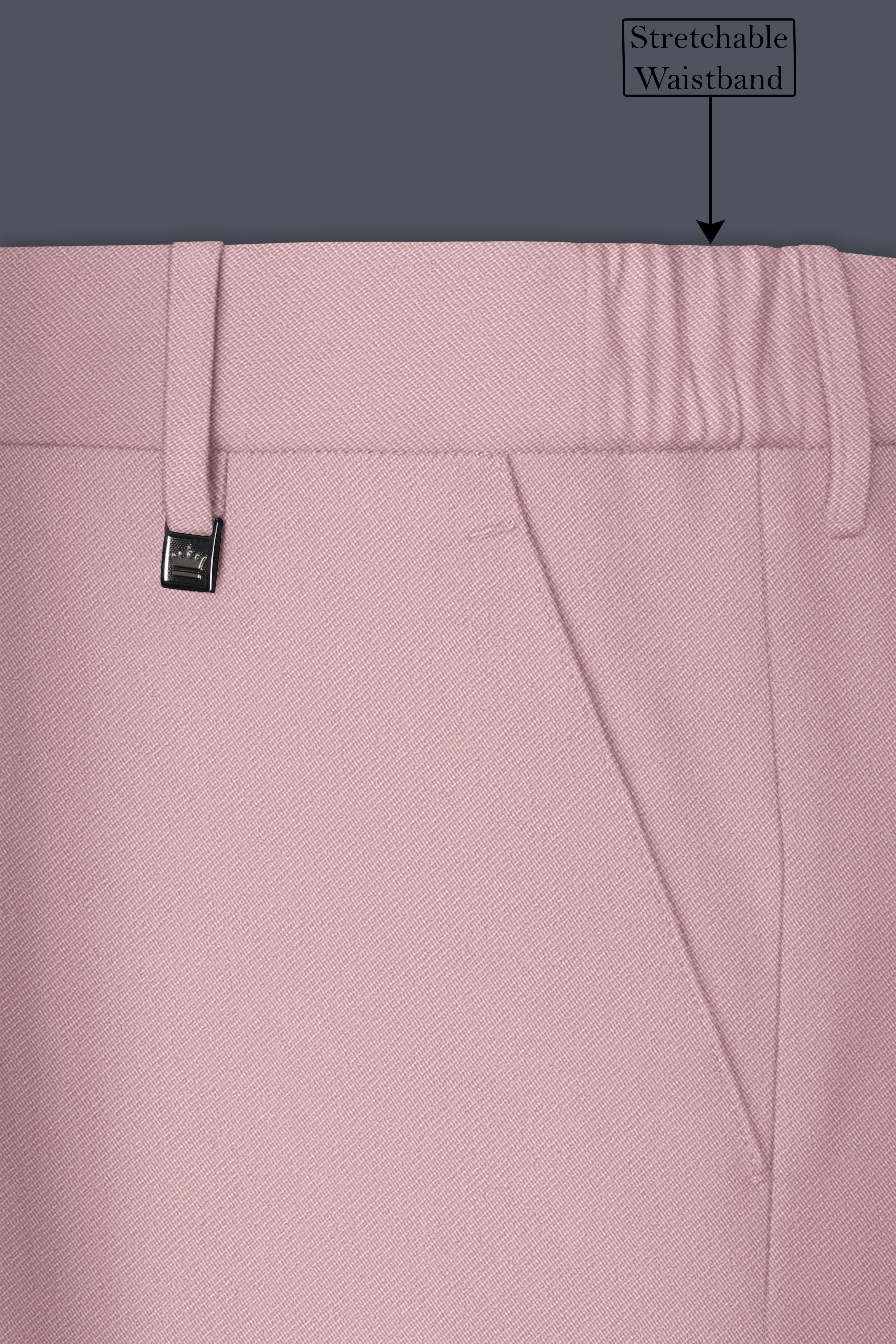 Solenne-Korean Pharlap Peach 4-Way Stretch Wrinkle-Free Wool Rich Stretchable Waistband Pant