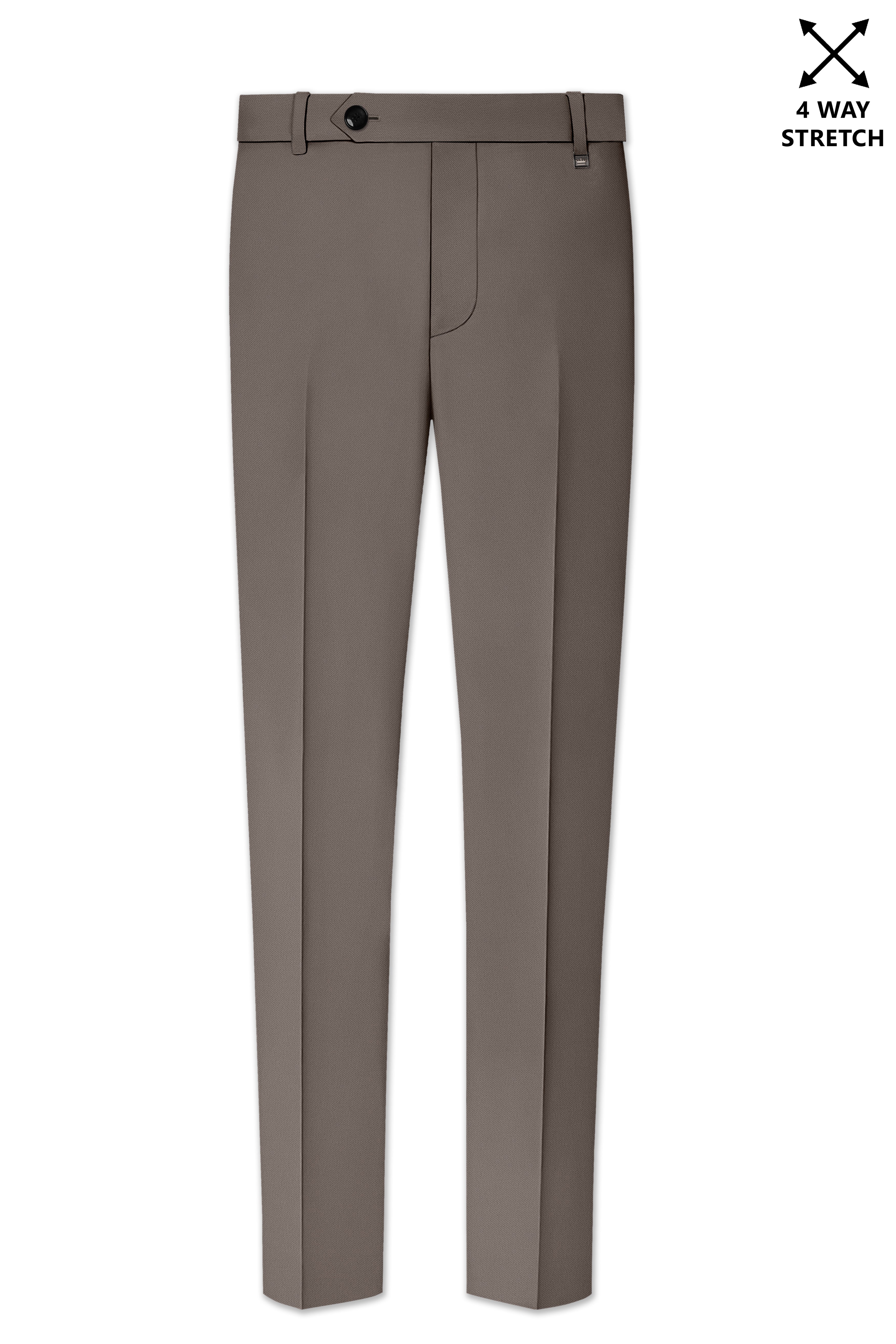 Monarch-Korean Flint Brown 4-Way Stretch Wrinkle-Free Wool Rich Stretchable Waistband Pant