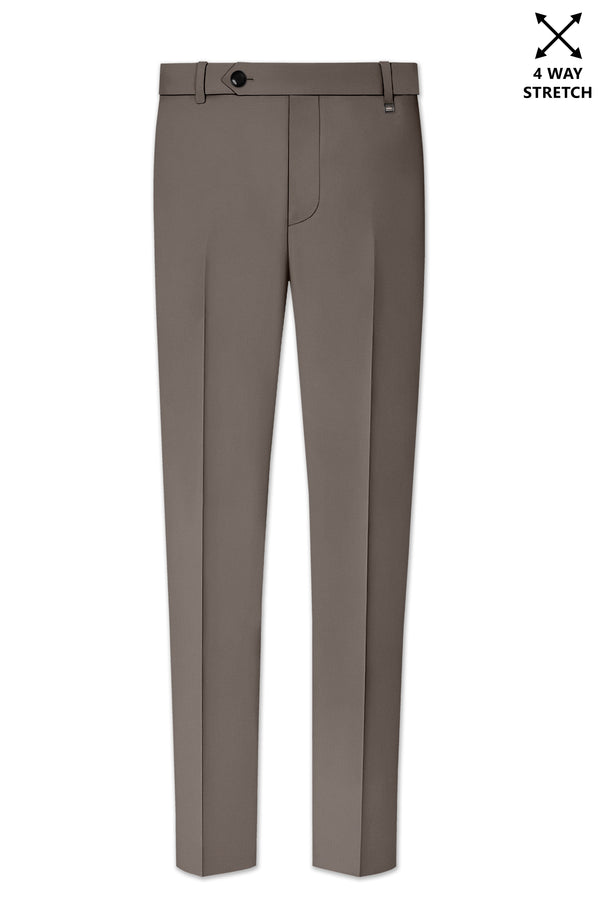 Monarch-Korean Flint Brown 4-Way Stretch Wrinkle-Free Wool Rich Stretchable Waistband Pant