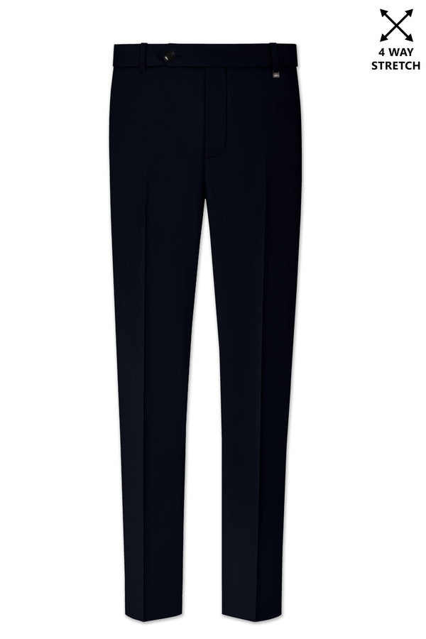 Nero-Korean Tealish Navy 4-Way Stretch Wrinkle-Free Wool Rich Stretchable Waistband Pant