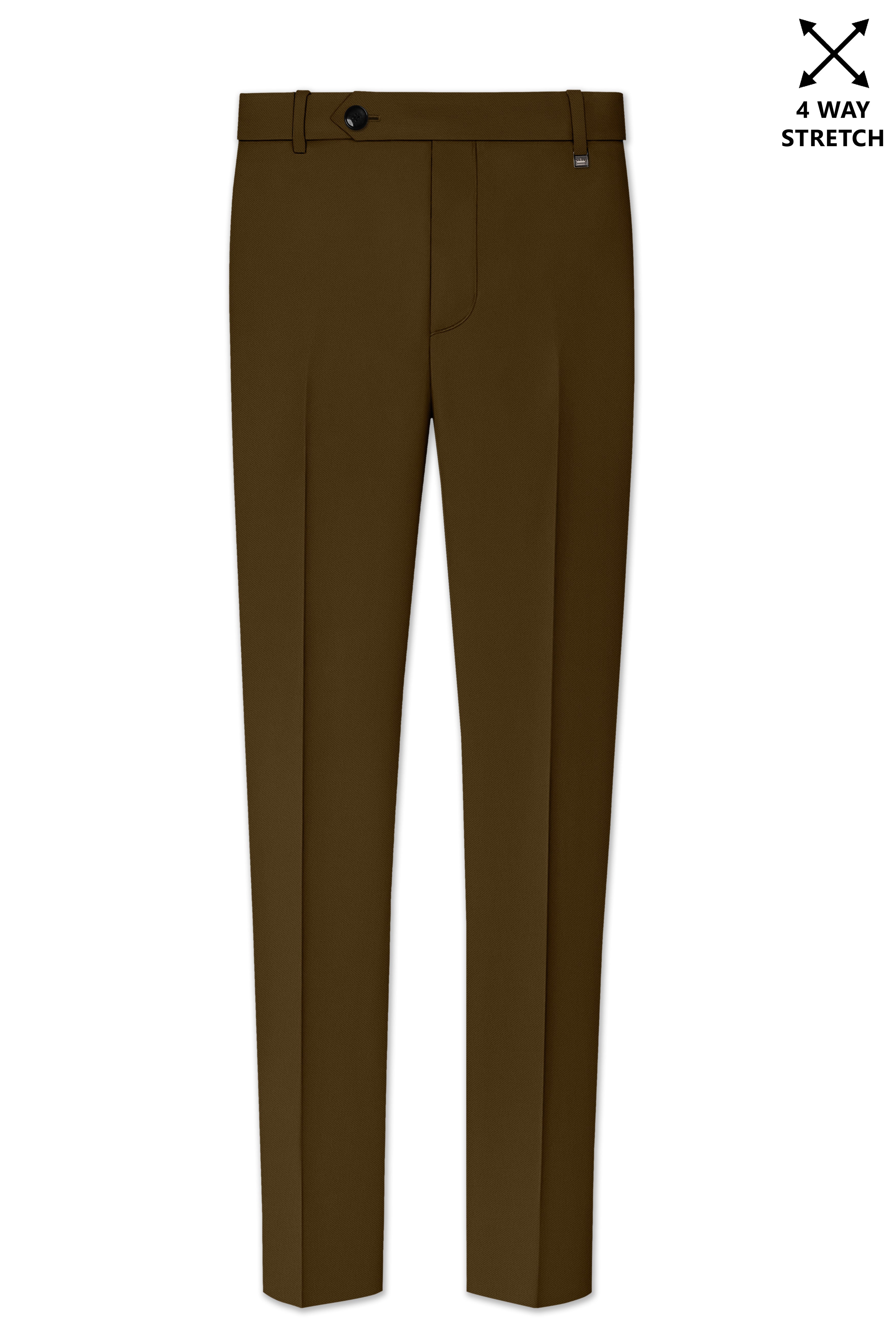 Terra-Korean Tumbleweed Brown 4-Way Stretch Wrinkle-Free Wool Rich Stretchable Waistband Pant