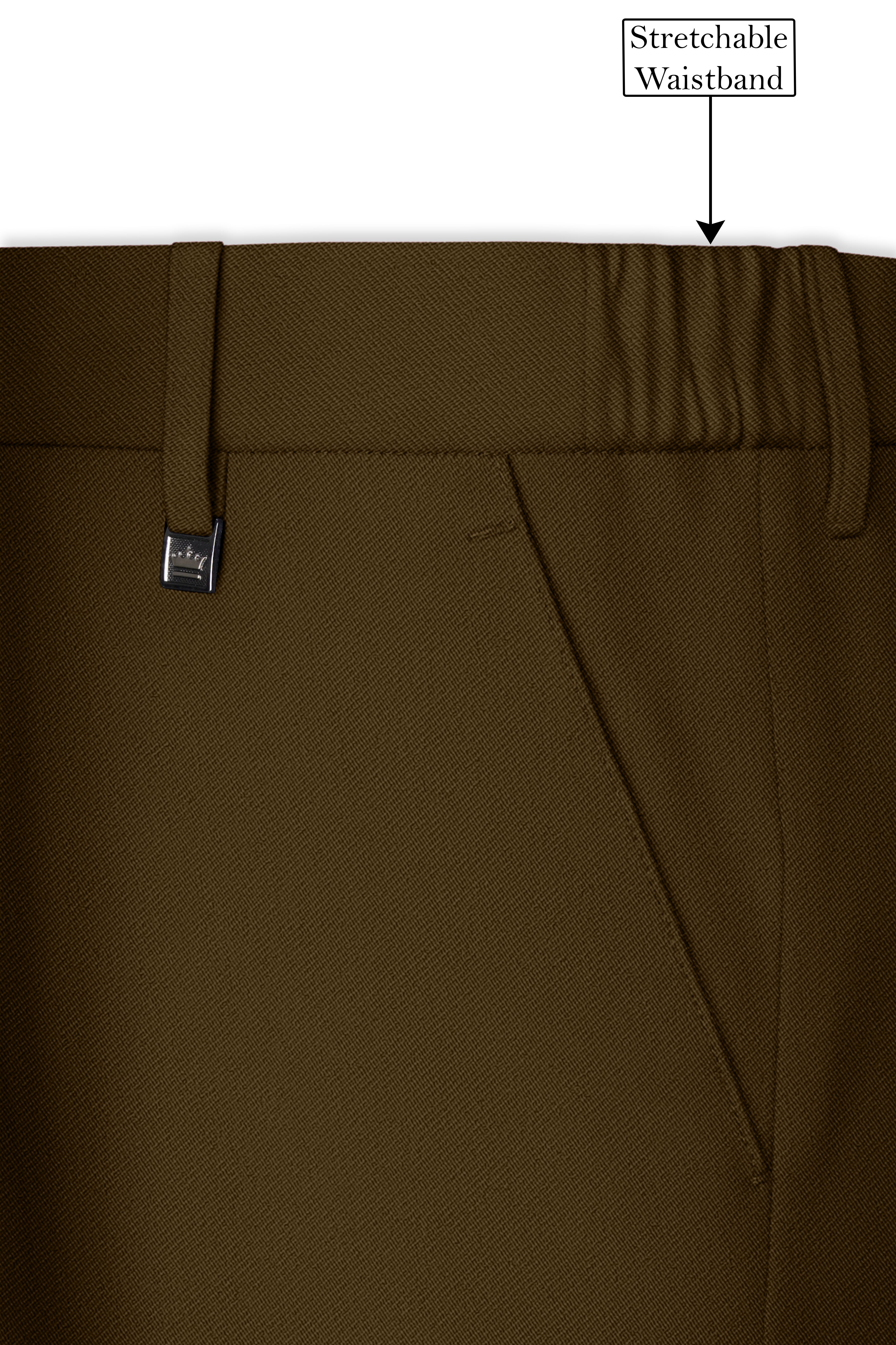 Terra-Korean Tumbleweed Brown 4-Way Stretch Wrinkle-Free Wool Rich Stretchable Waistband Pant
