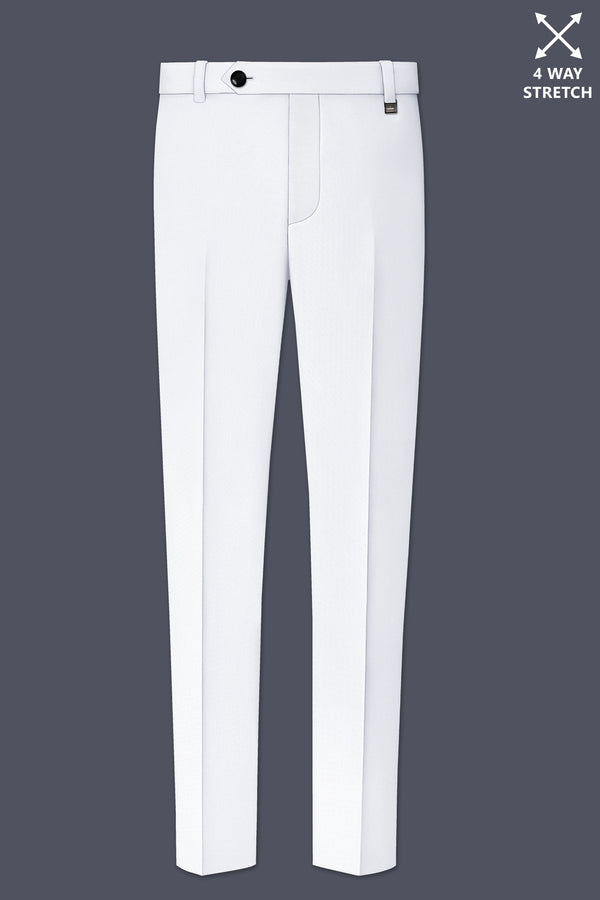 Lumier-Korean Bright White 4-Way Stretch Wrinkle-Free Wool Rich Stretchable Waistband Pant