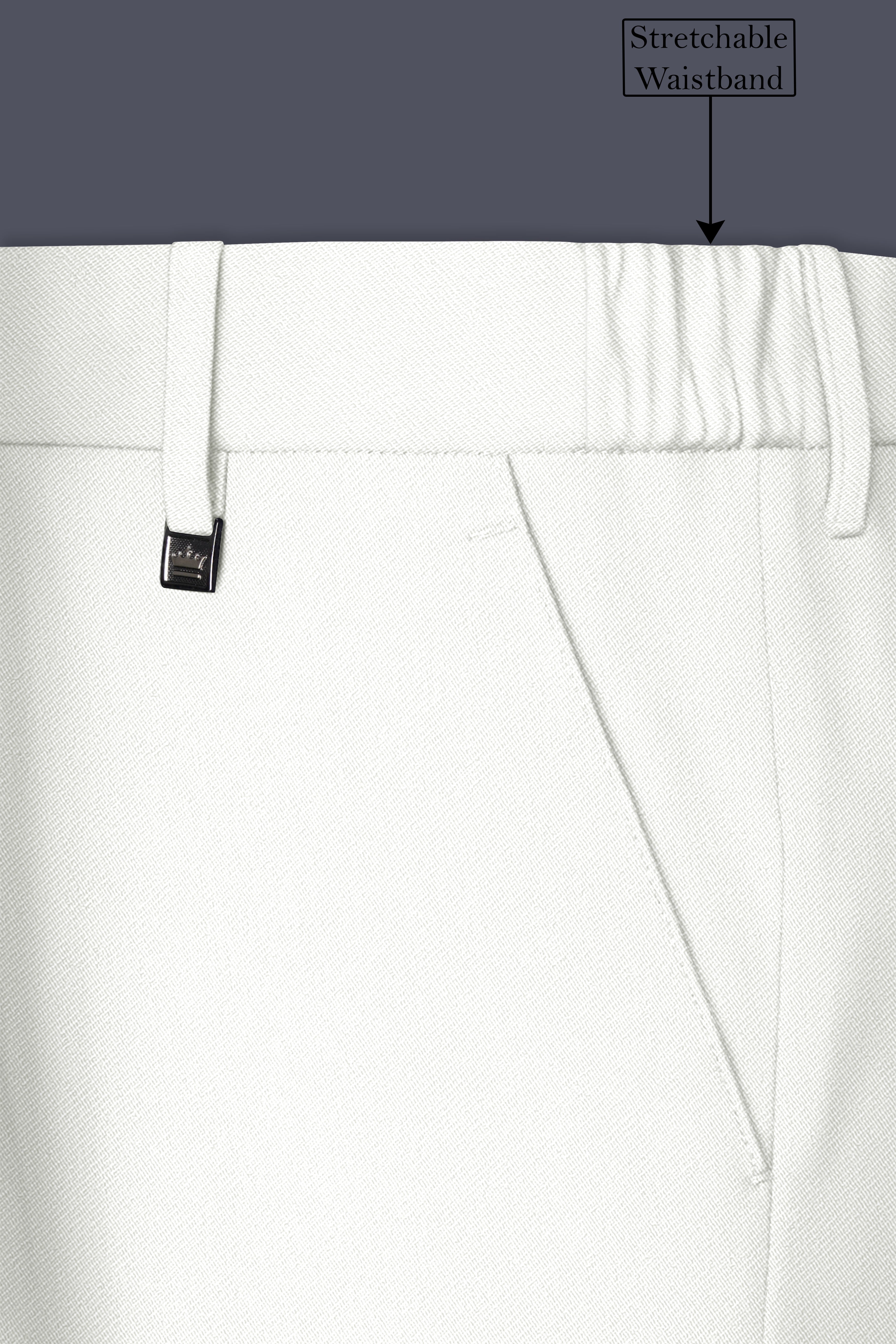 Celio-Korean Off White 4-Way Stretch Wrinkle-Free Wool Rich Stretchable Waistband Pant