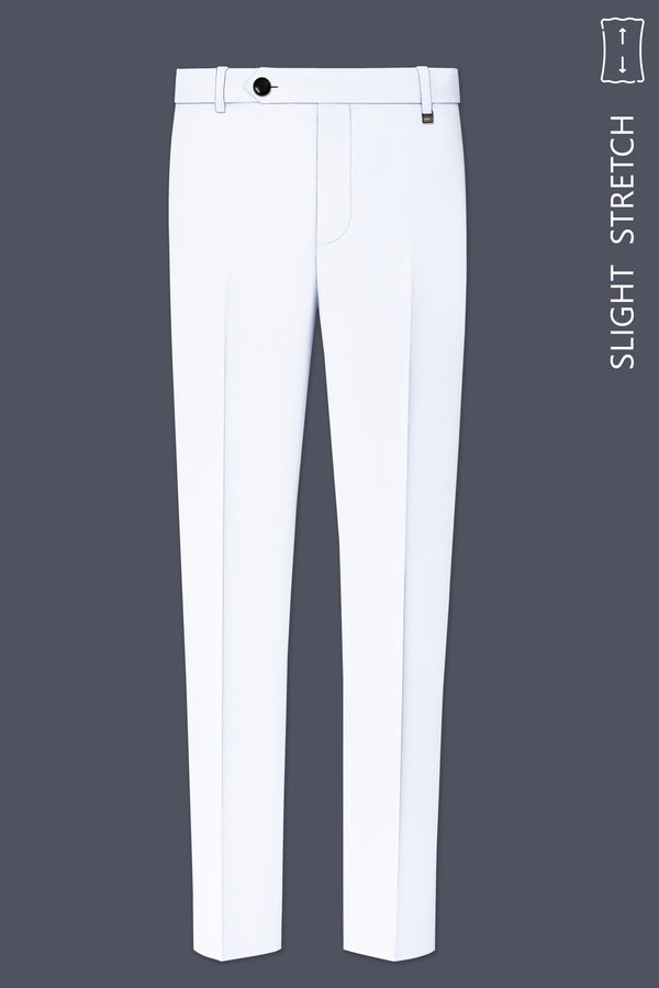 Ivory-Bright White Wool Rich Slight Stretch Waistband Pant