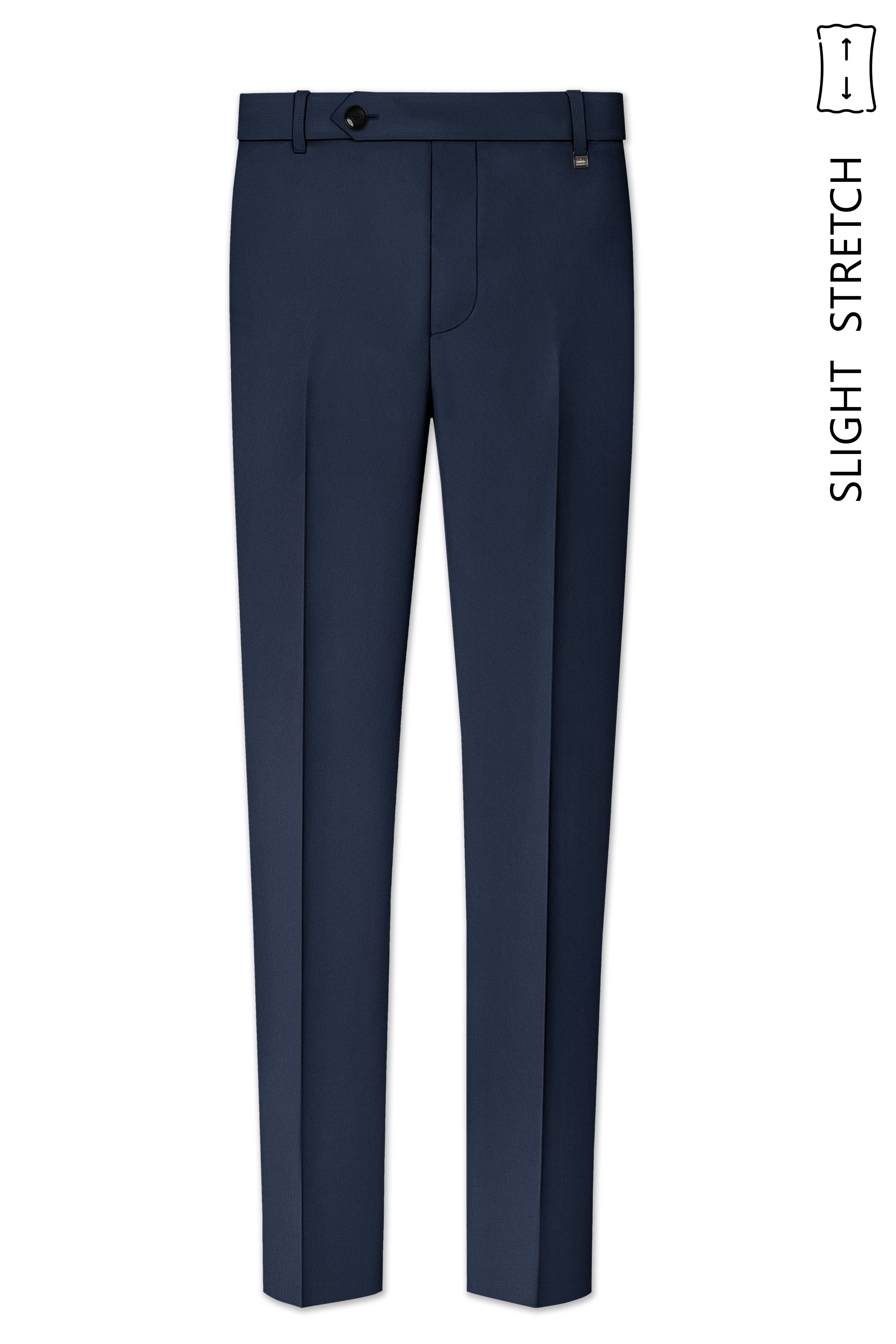 Nautis-Baltic Blue Wool Rich Slight Stretch Waistband Pant