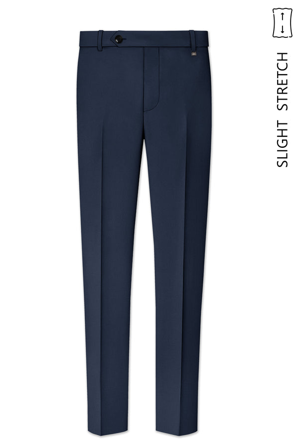 Nautis-Baltic Blue Wool Rich Slight Stretch Waistband Pant