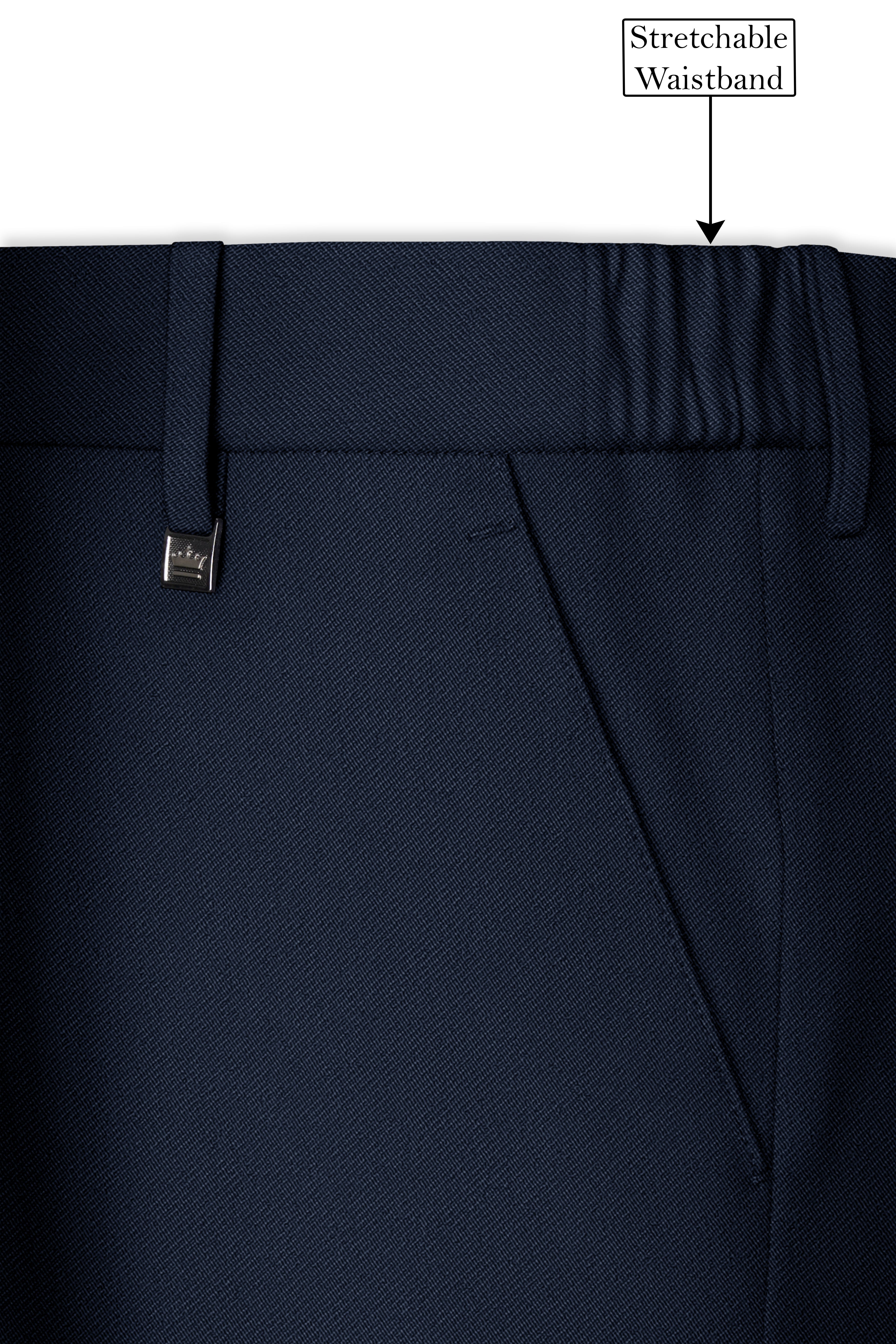 Nautis-Baltic Blue Wool Rich Slight Stretch Waistband Pant