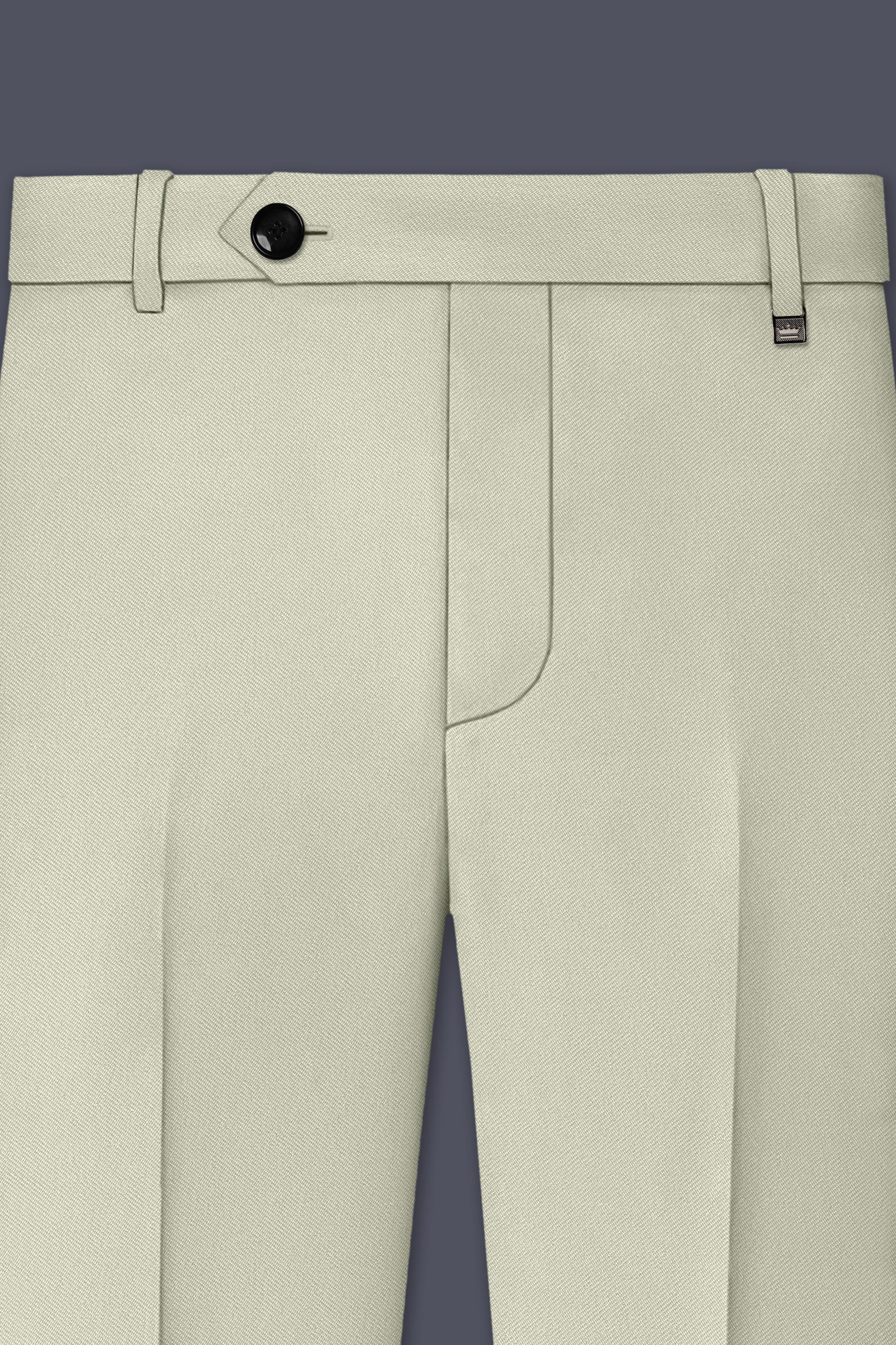 Verde-Tana Green Wool Rich Slight Stretch Waistband Pant