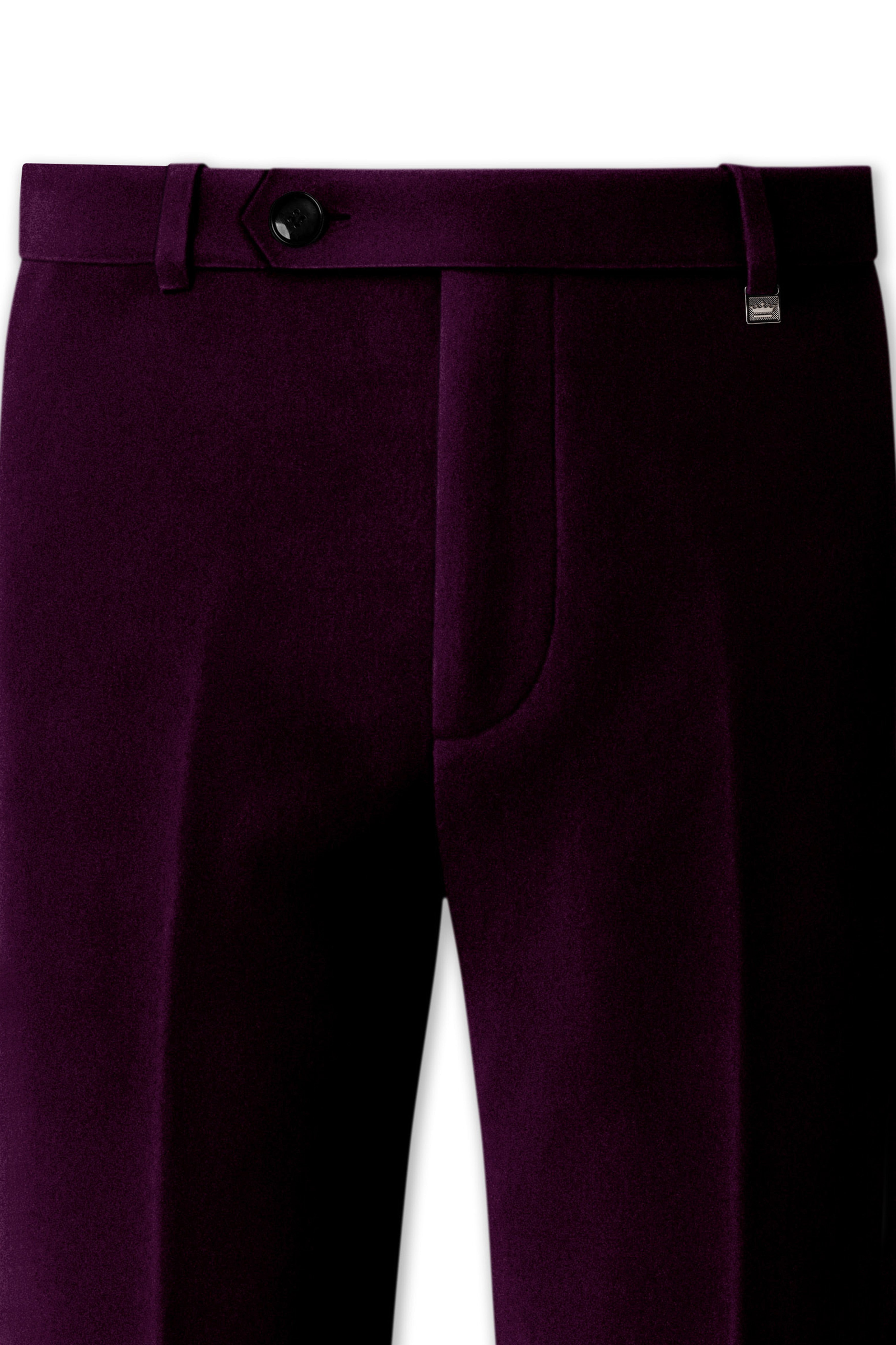 Regalis-Asphalt Purple Velvet Stretchable Waistband Pant
