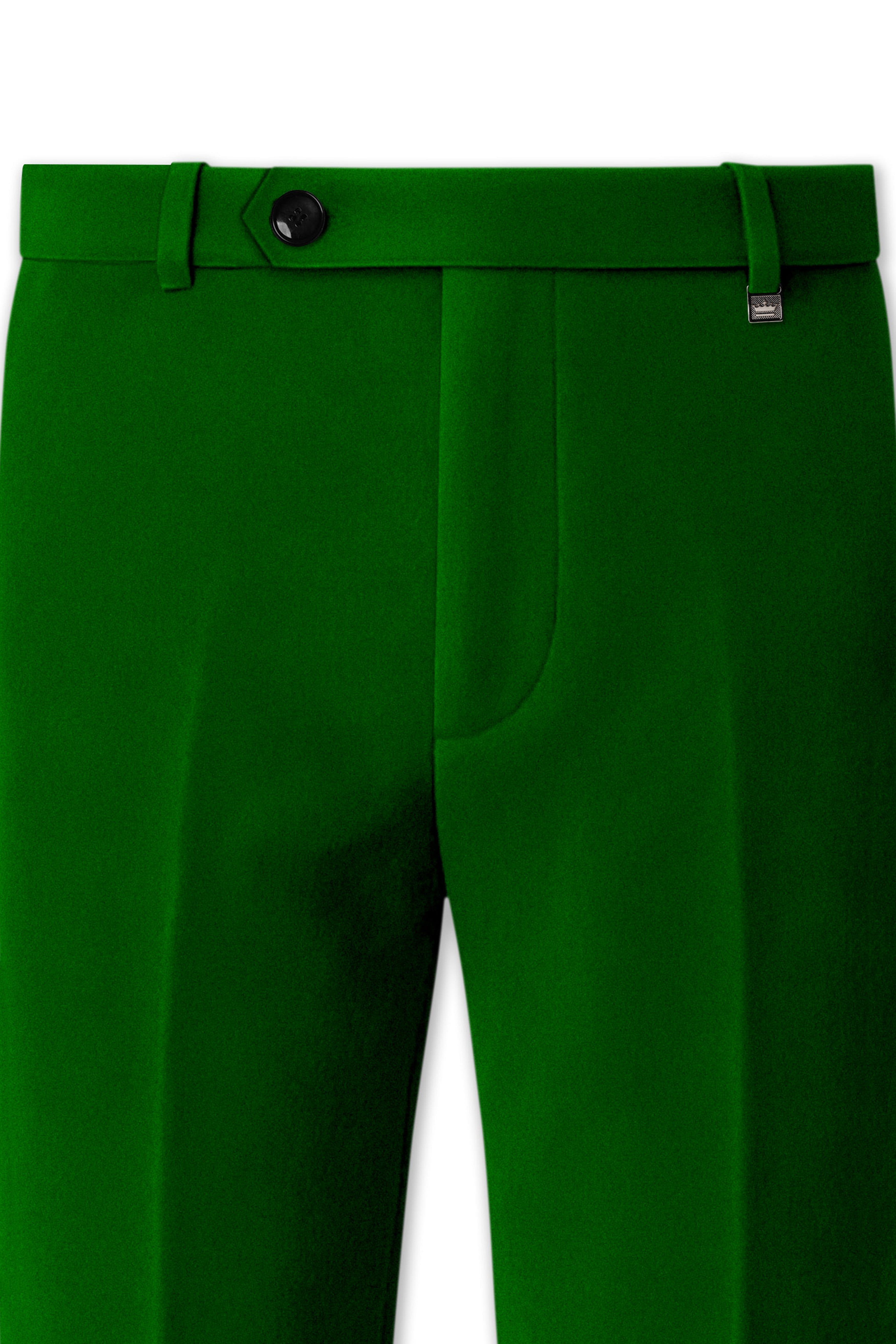 Viridian-Hunter Green Velvet Stretchable Waistband Pant