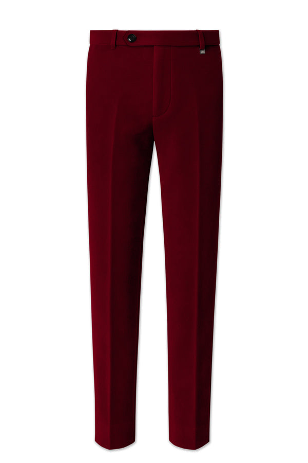 Crimsone-Temptress Red Velvet Stretchable Waistband Pant