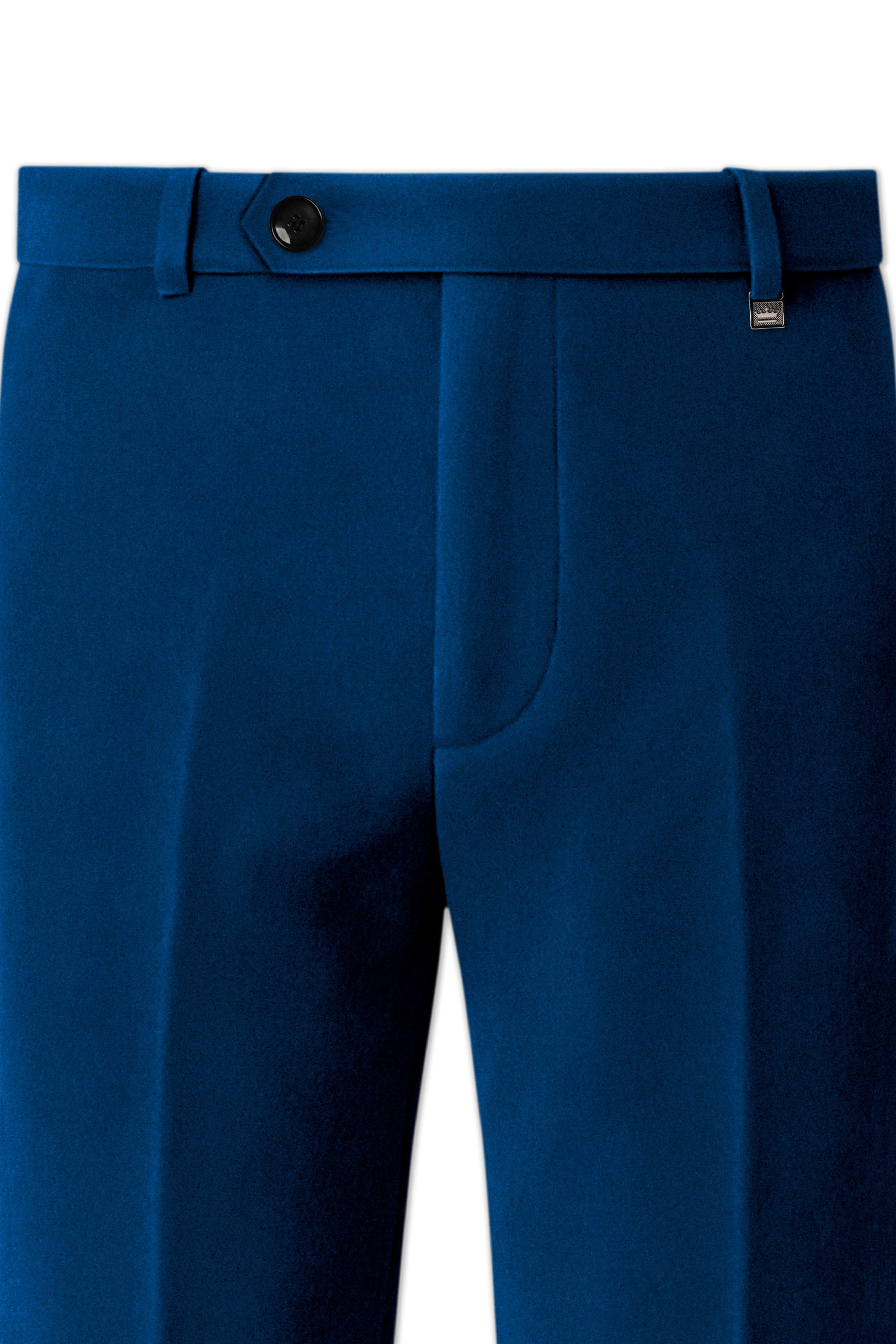 Caspian-Downriver Blue Velvet Stretchable Waistband Pant