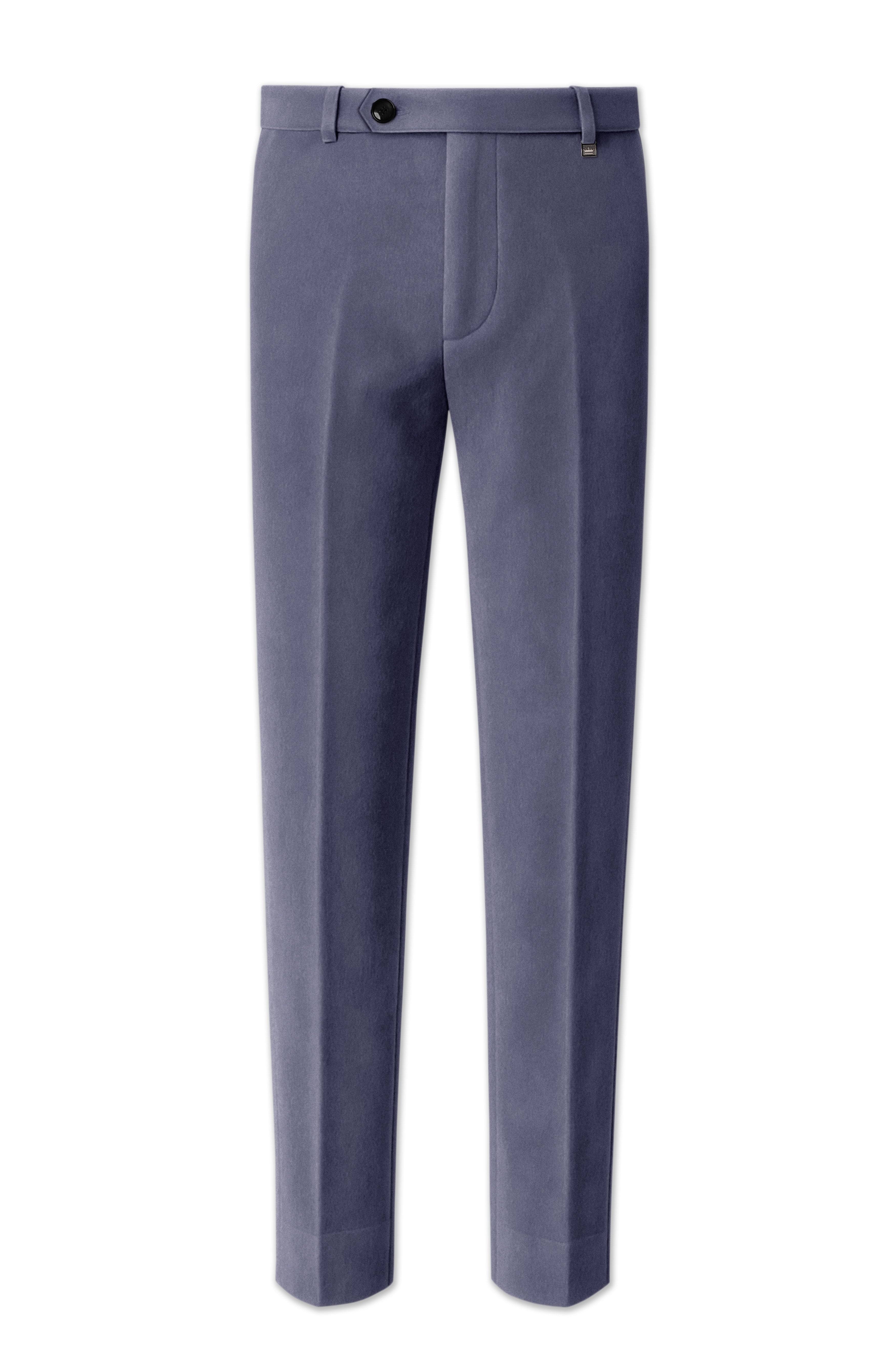 Imperium-Gun Powder Gray Velvet Stretchable Waistband Pant