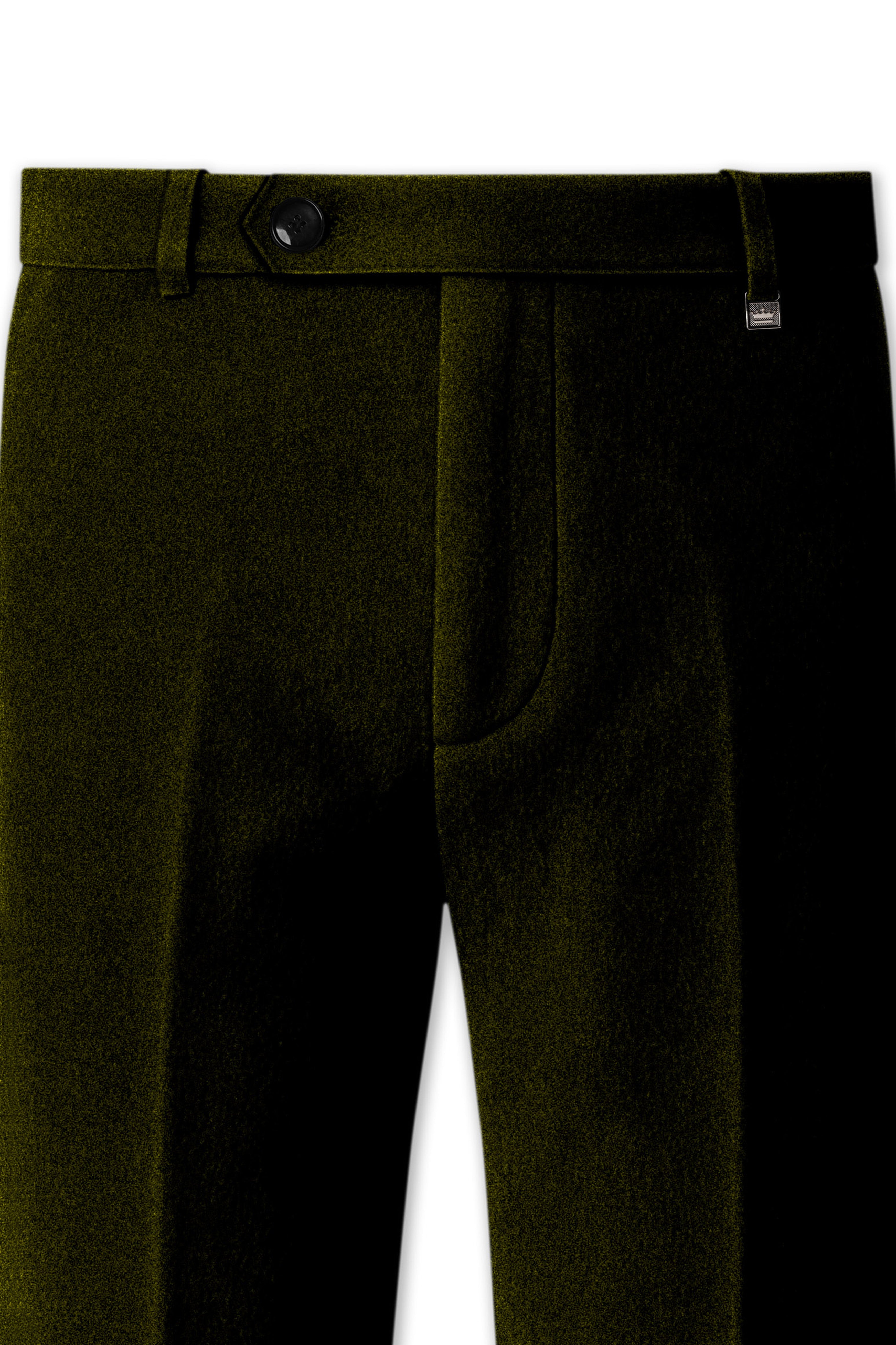 Montverde-Rangoon Green Velvet Stretchable Waistband Pant