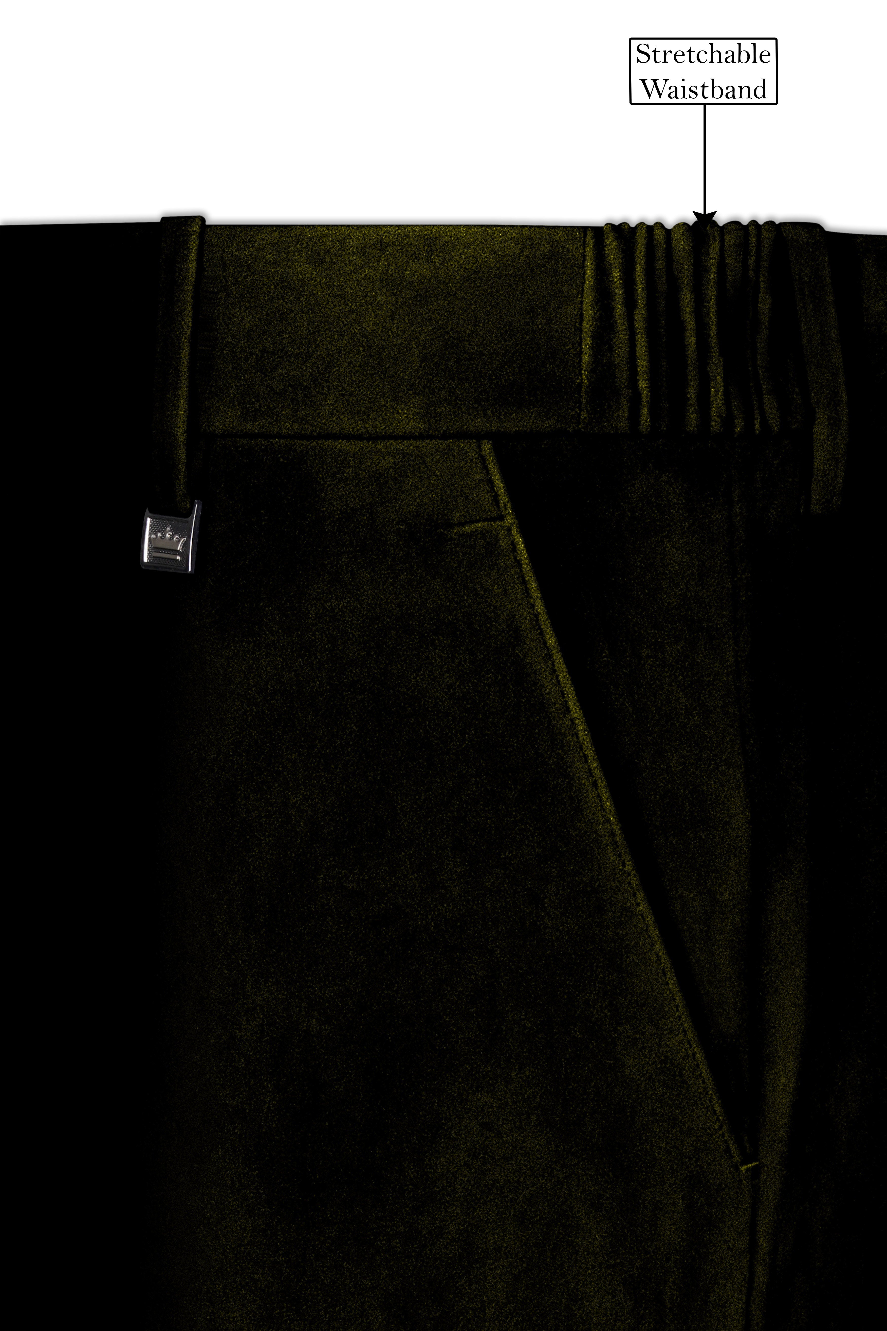 Montverde-Rangoon Green Velvet Stretchable Waistband Pant