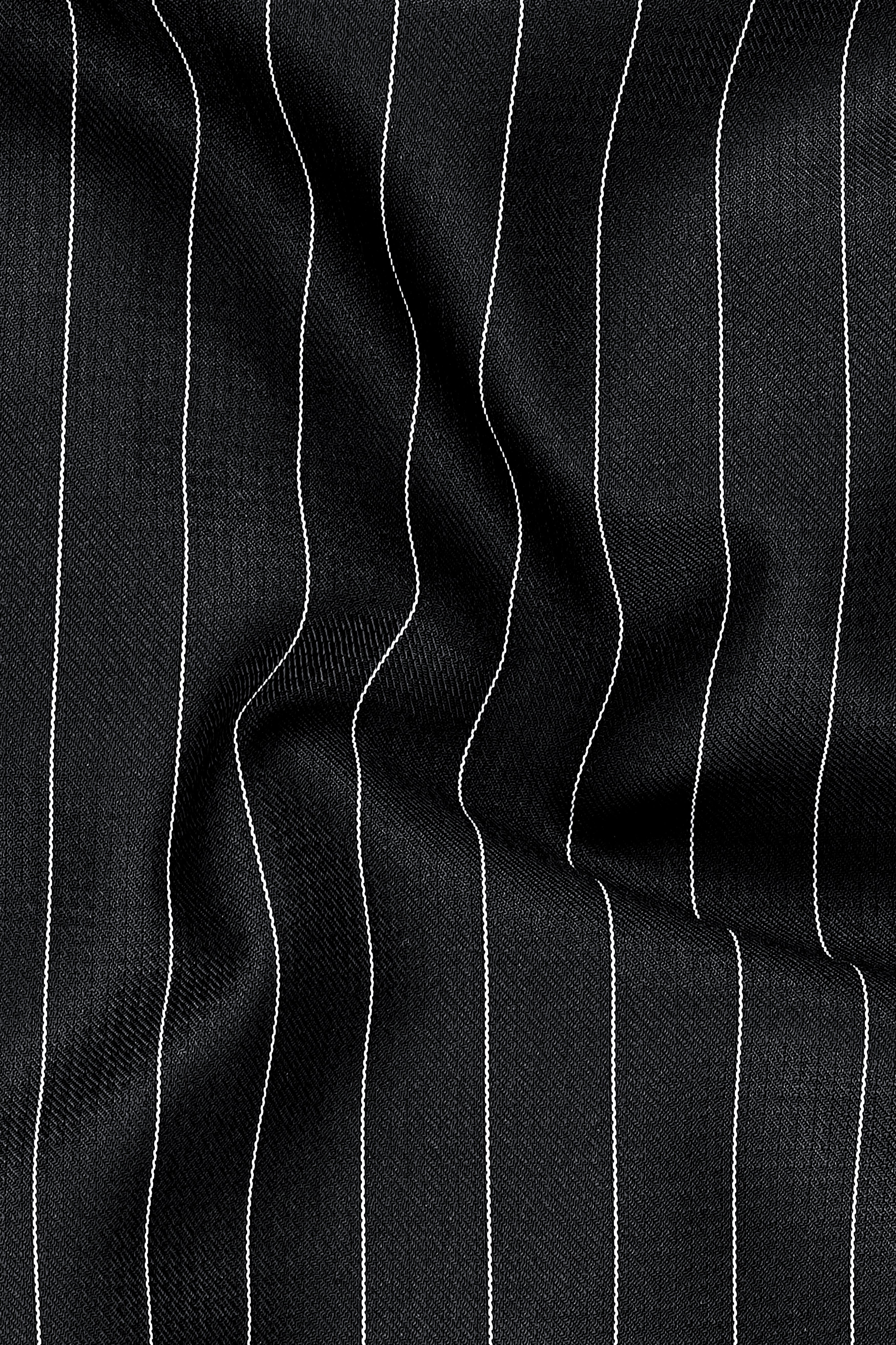 Viceroy-Jade Black And Bright White Chalk Striped Wool Rich Slight Stretch Waistband Pant
