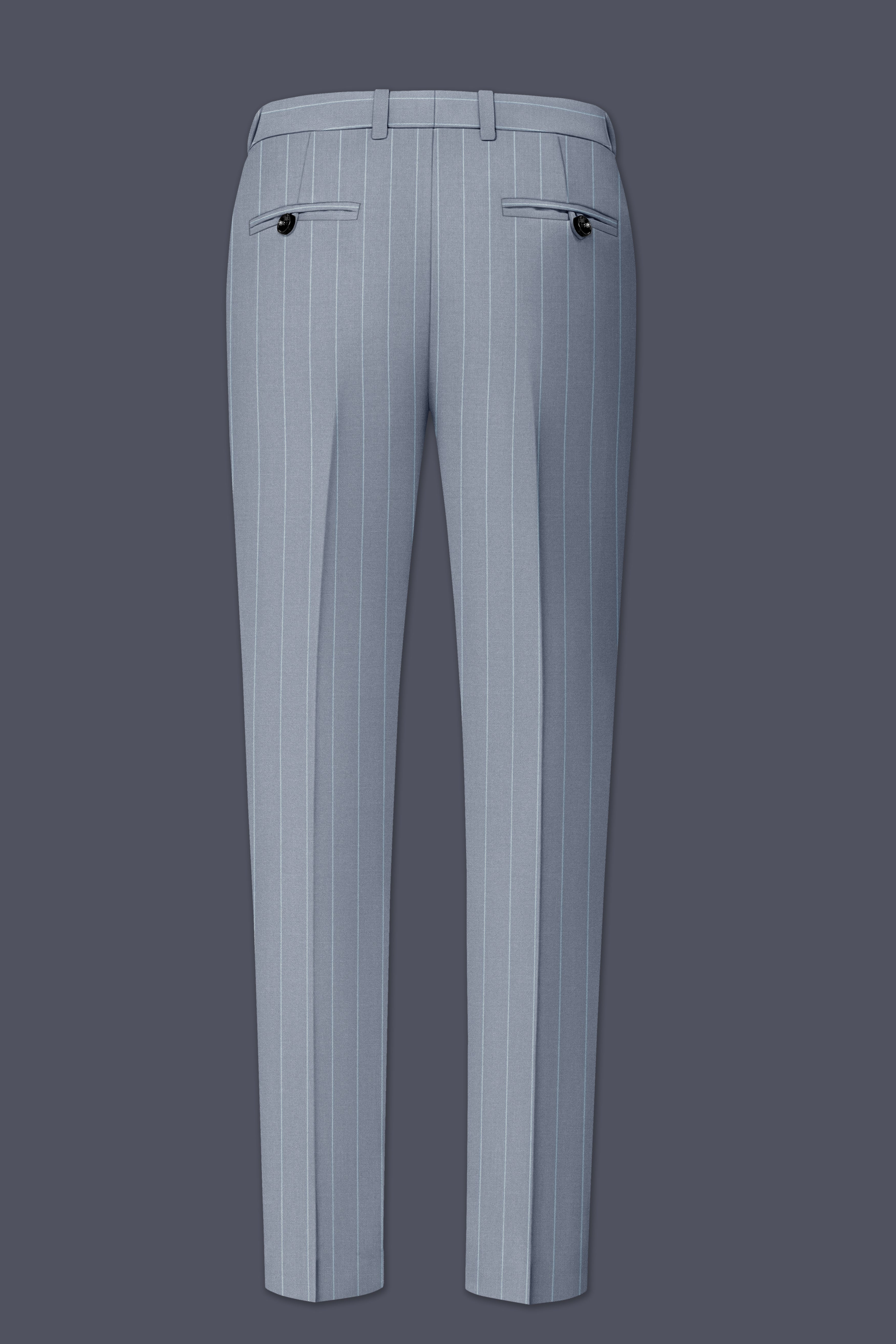 Prestige-Regent Gray And Bright White Chalk Striped Wool Rich Slight Stretch Waistband Pant