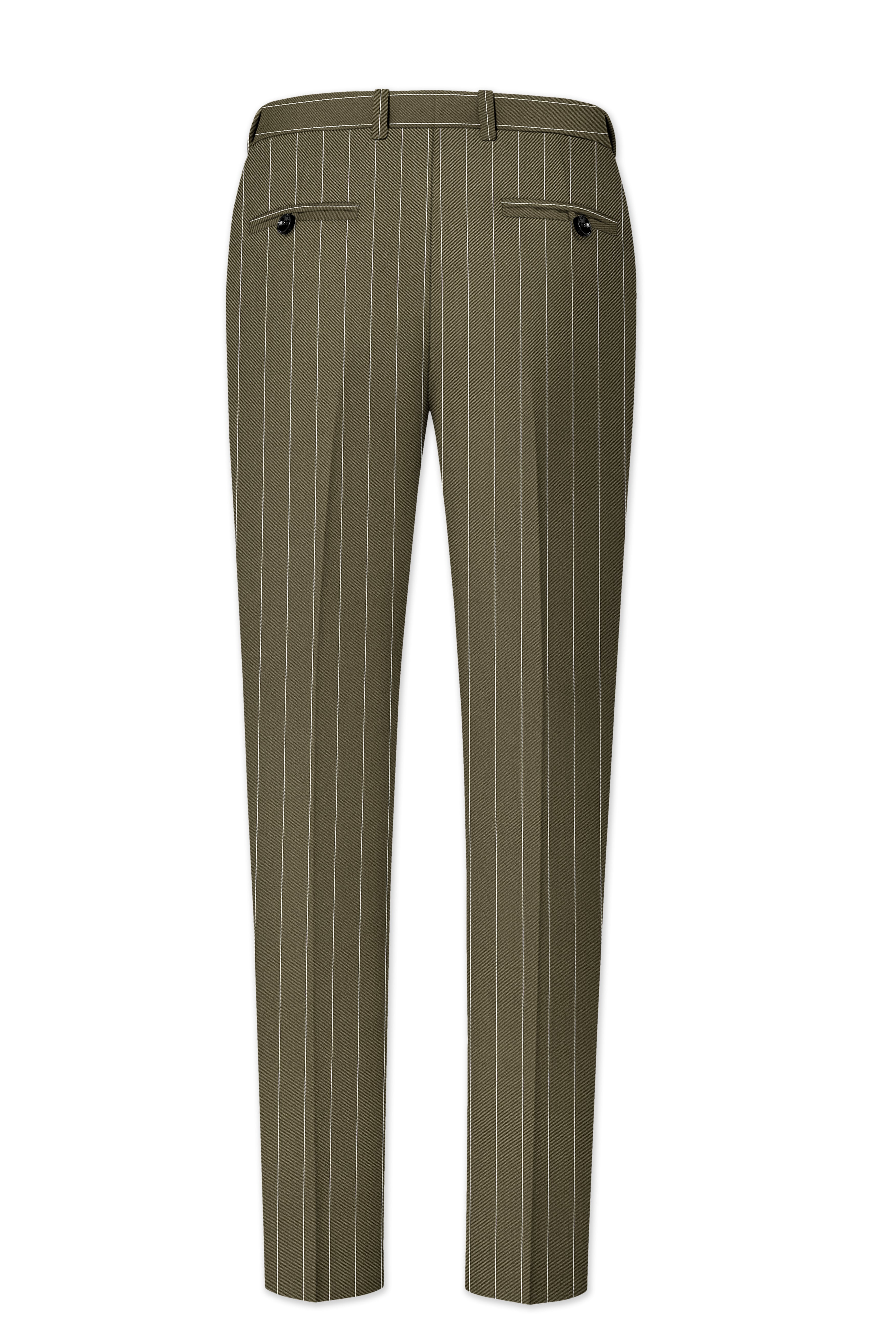 Pinacle-Hamlock Brown And Bright White Chalk Striped Wool Rich Slight Stretch Waistband Pant