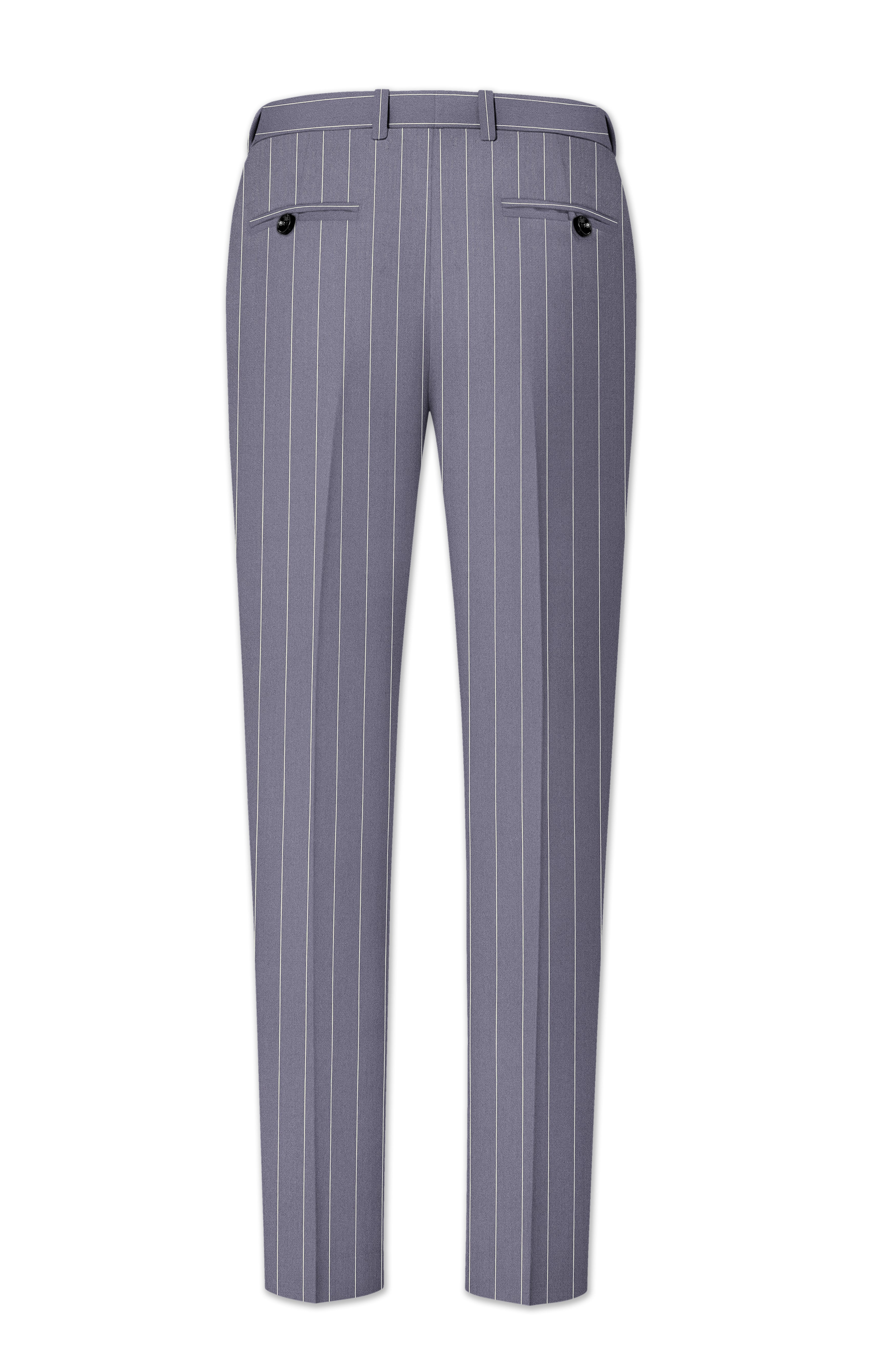Regent-Mobster Gray And Bright White Chalk Striped Wool Rich Slight Stretch Waistband Pant
