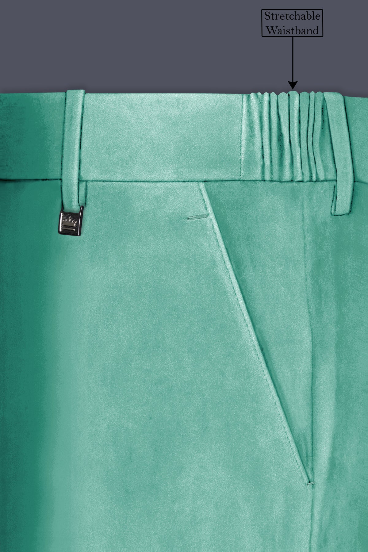 Sapphire-Cyan Blue Velvet Stretchable Waistband Pant