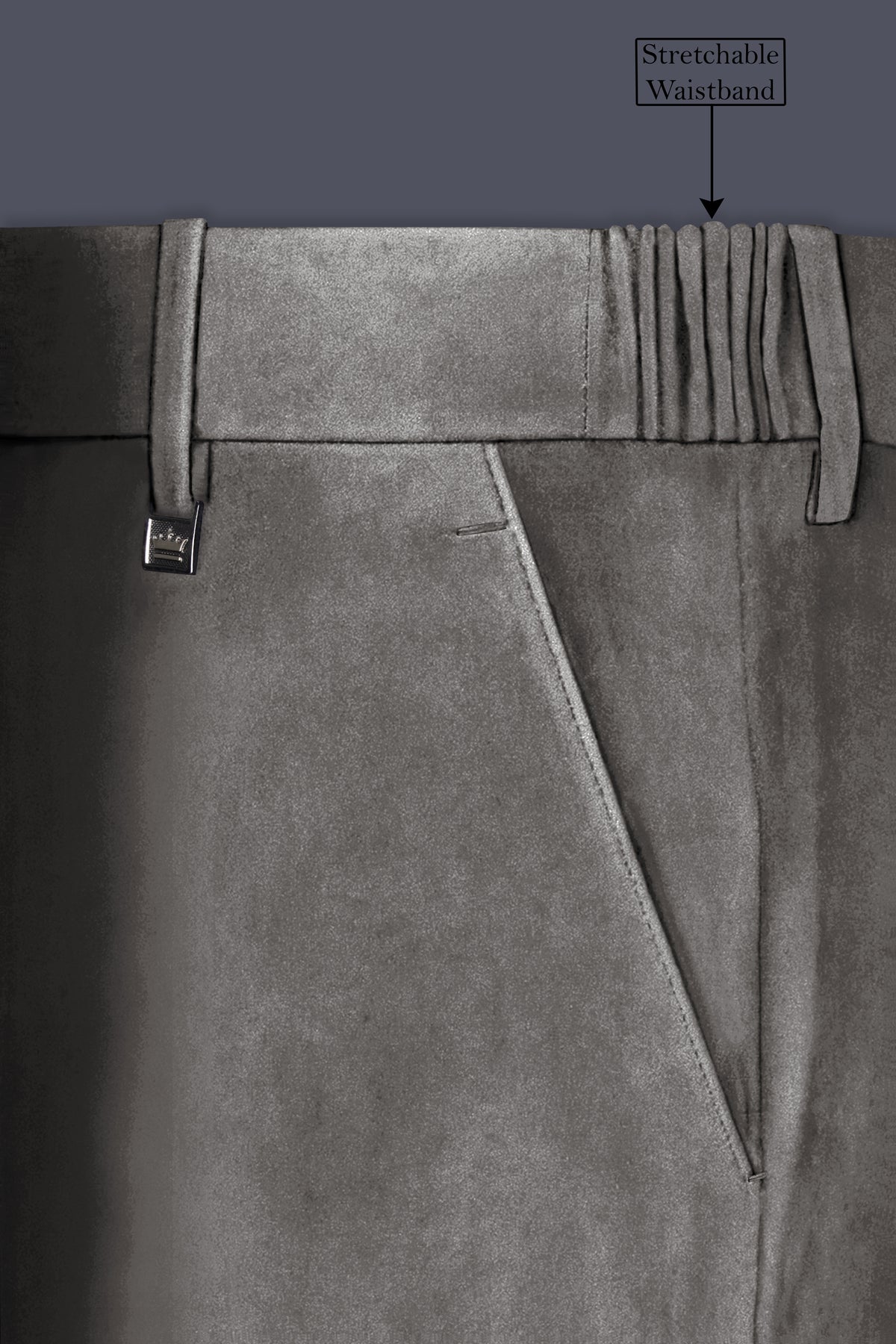 Noir-Chicago Gray Velvet Stretchable Waistband Pant